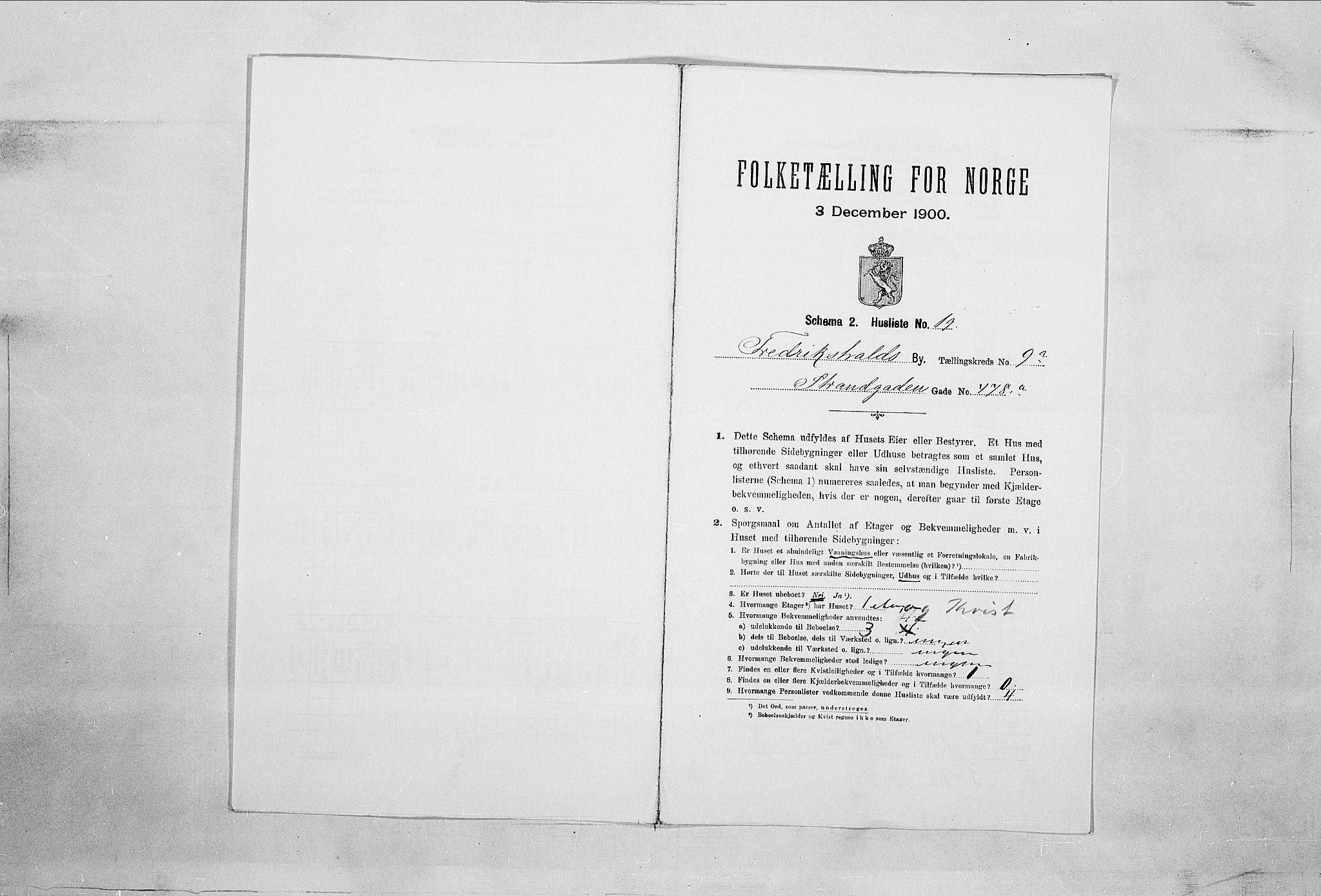 SAO, 1900 census for Fredrikshald, 1900