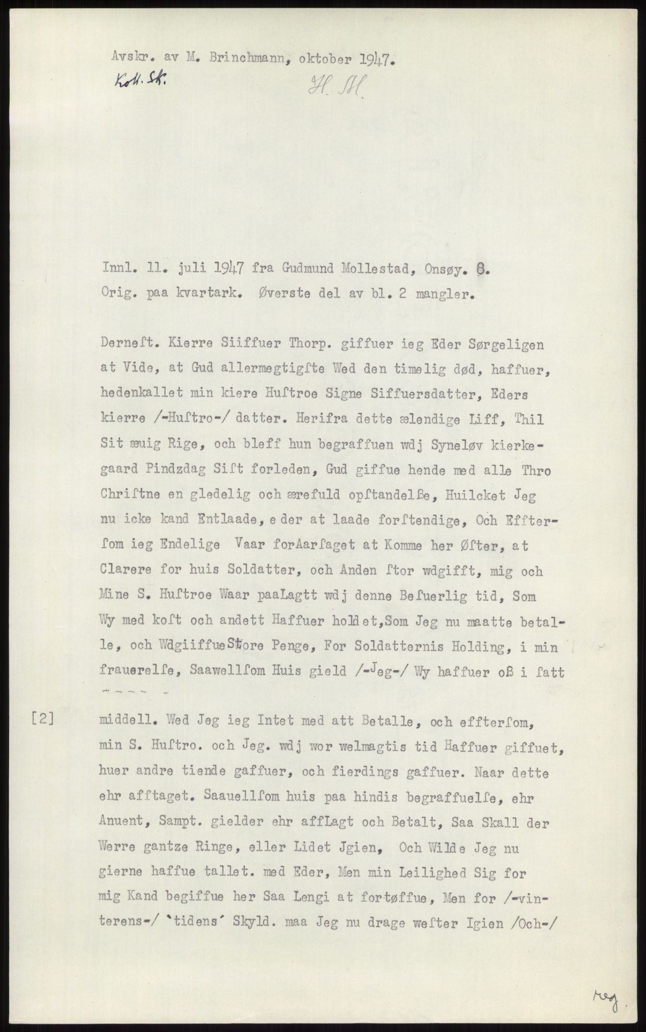 Samlinger til kildeutgivelse, Diplomavskriftsamlingen, RA/EA-4053/H/Ha, p. 607