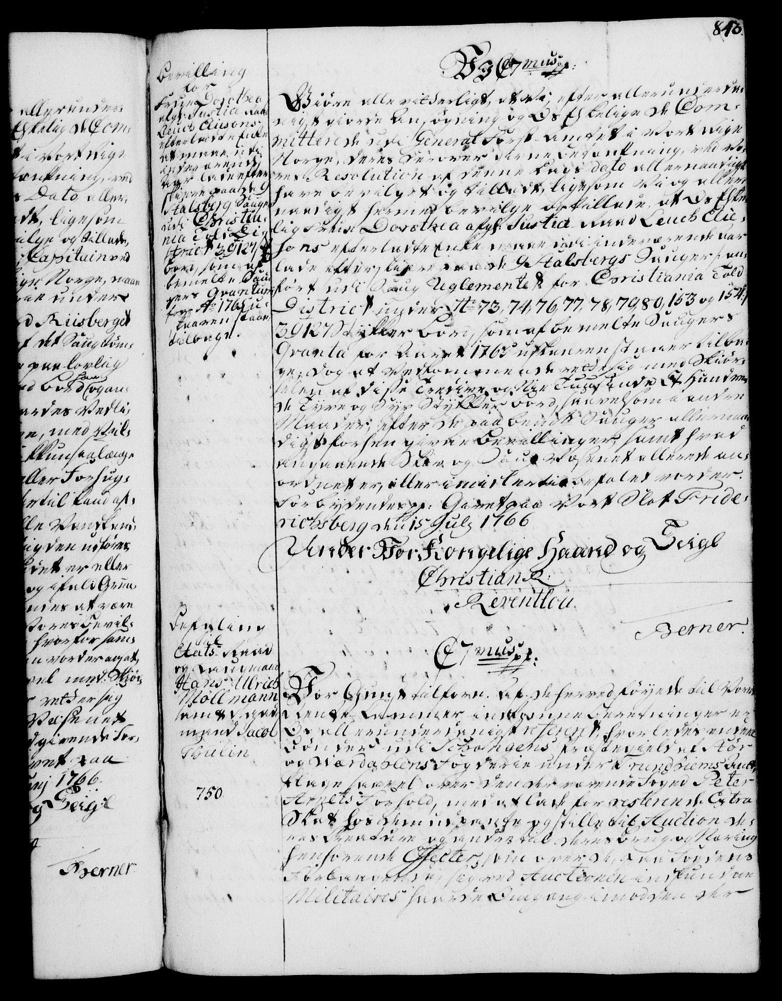 Rentekammeret, Kammerkanselliet, RA/EA-3111/G/Gg/Gga/L0007: Norsk ekspedisjonsprotokoll med register (merket RK 53.7), 1759-1768, p. 843