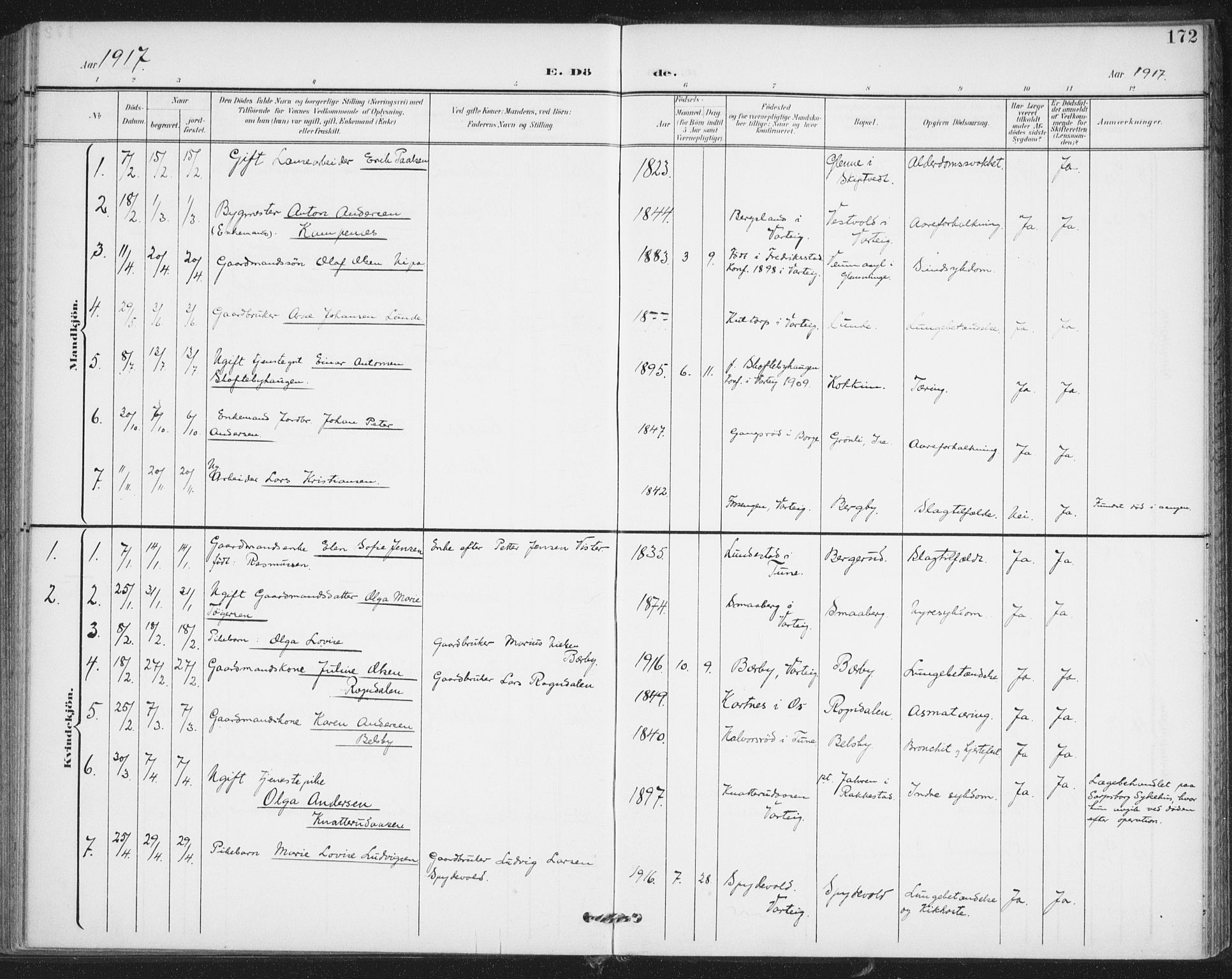 Varteig prestekontor Kirkebøker, SAO/A-10447a/F/Fa/L0003: Parish register (official) no. 3, 1899-1919, p. 172