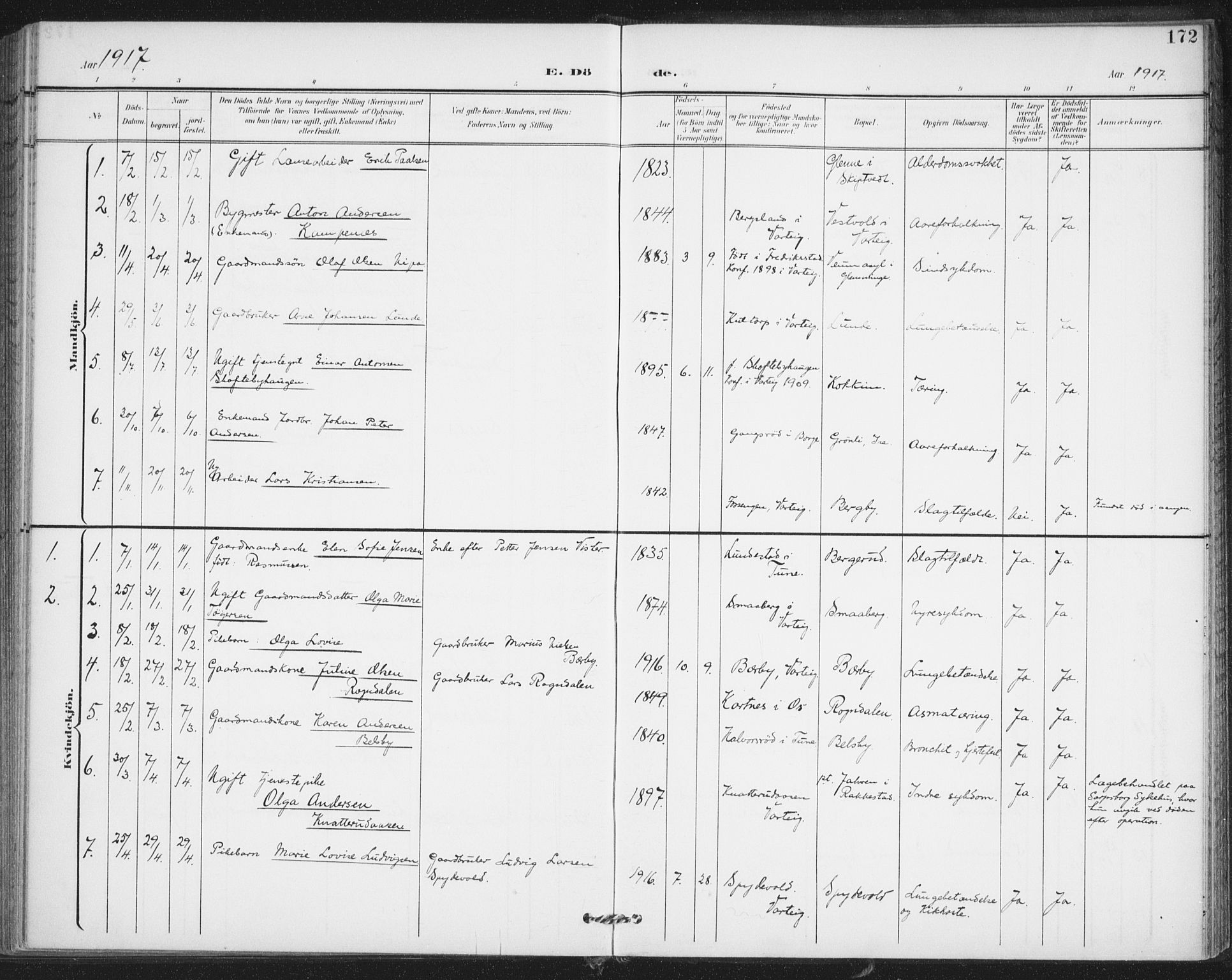 Varteig prestekontor Kirkebøker, AV/SAO-A-10447a/F/Fa/L0003: Parish register (official) no. 3, 1899-1919, p. 172