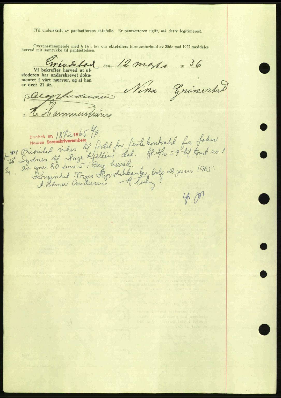 Idd og Marker sorenskriveri, AV/SAO-A-10283/G/Gb/Gbc/L0001: Mortgage book no. B1-3, 1936-1939, Diary no: : 279/1936