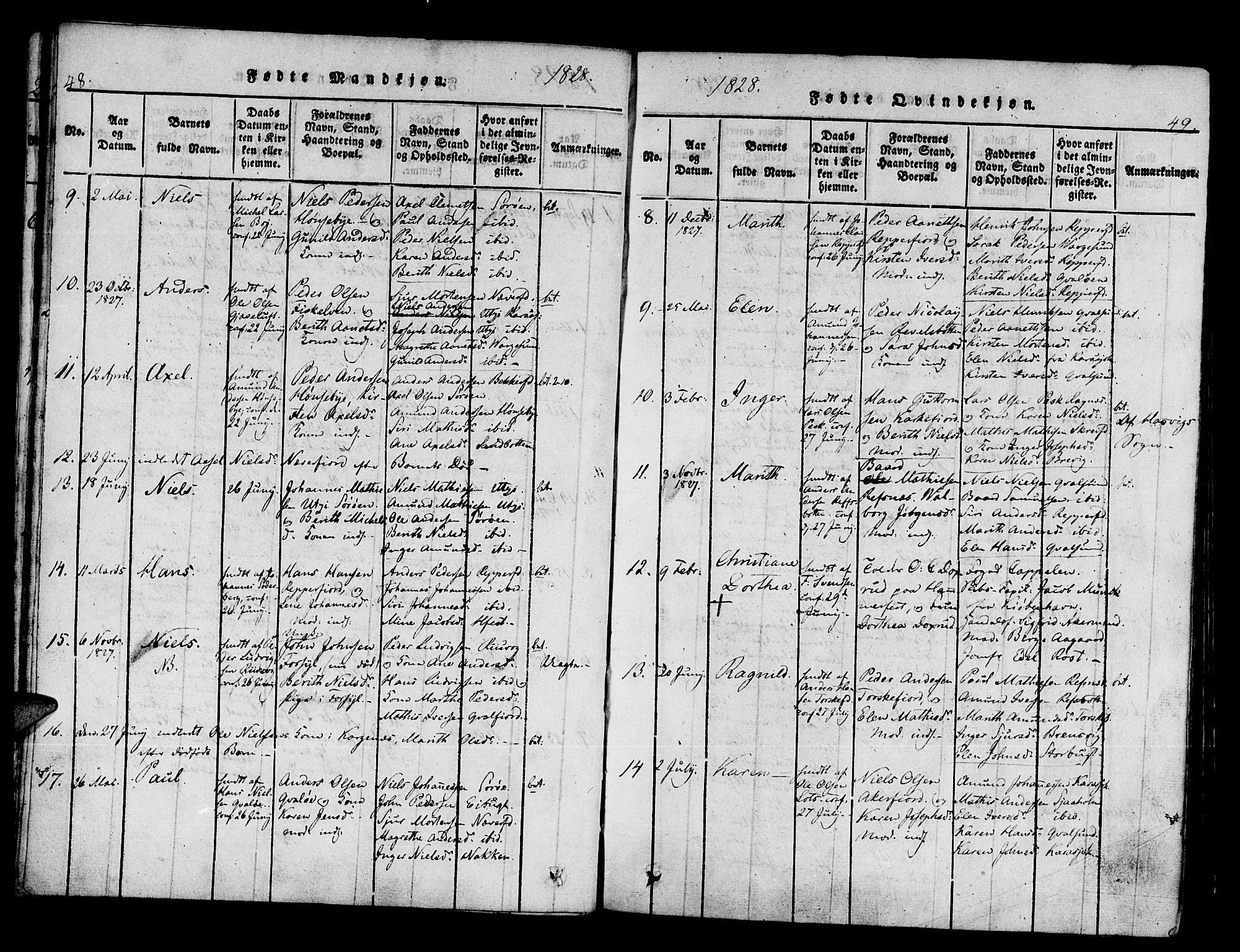 Hammerfest sokneprestkontor, SATØ/S-1347/H/Ha/L0003.kirke: Parish register (official) no. 3, 1821-1842, p. 48-49