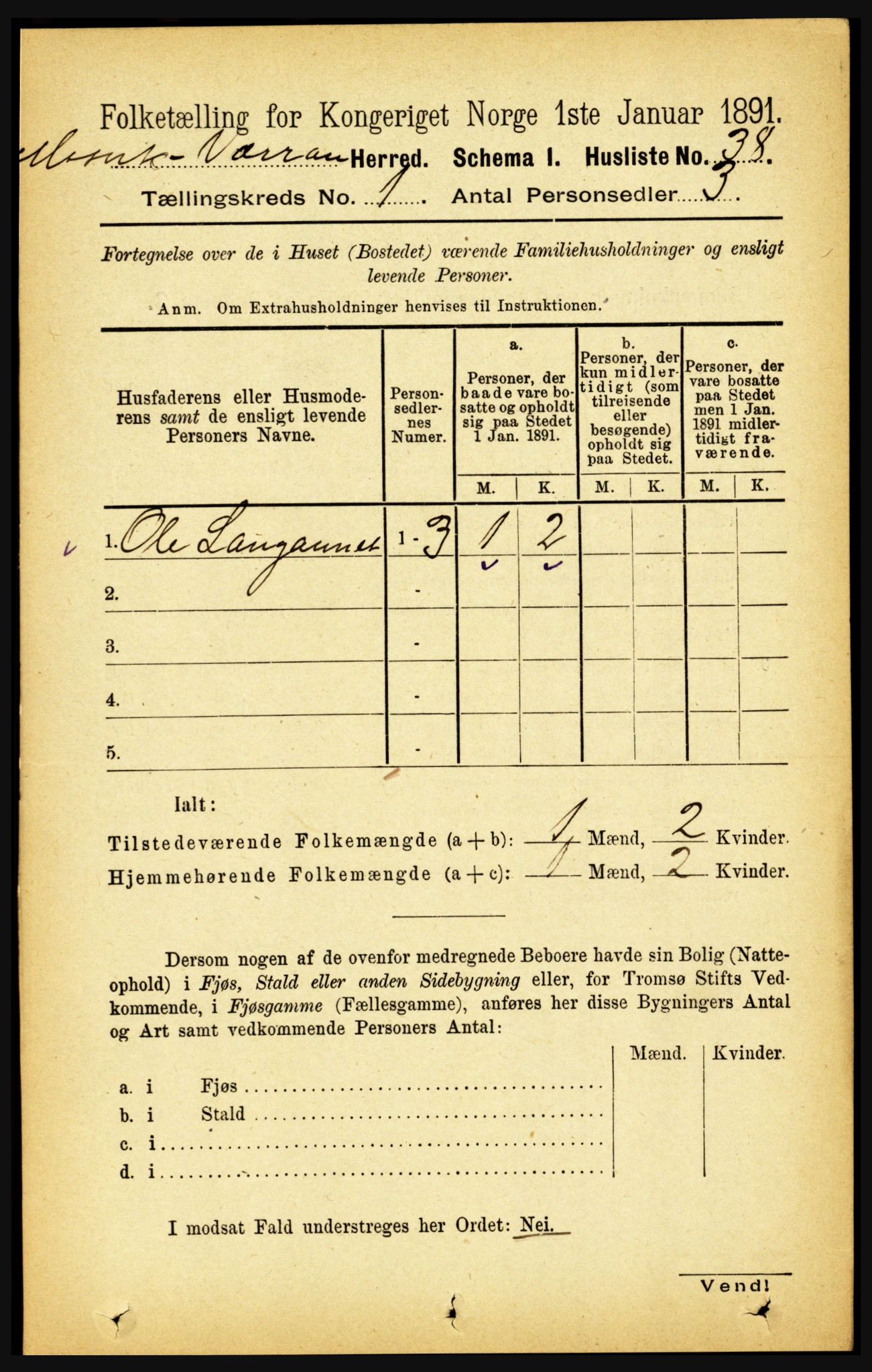 RA, 1891 census for 1723 Mosvik og Verran, 1891, p. 61