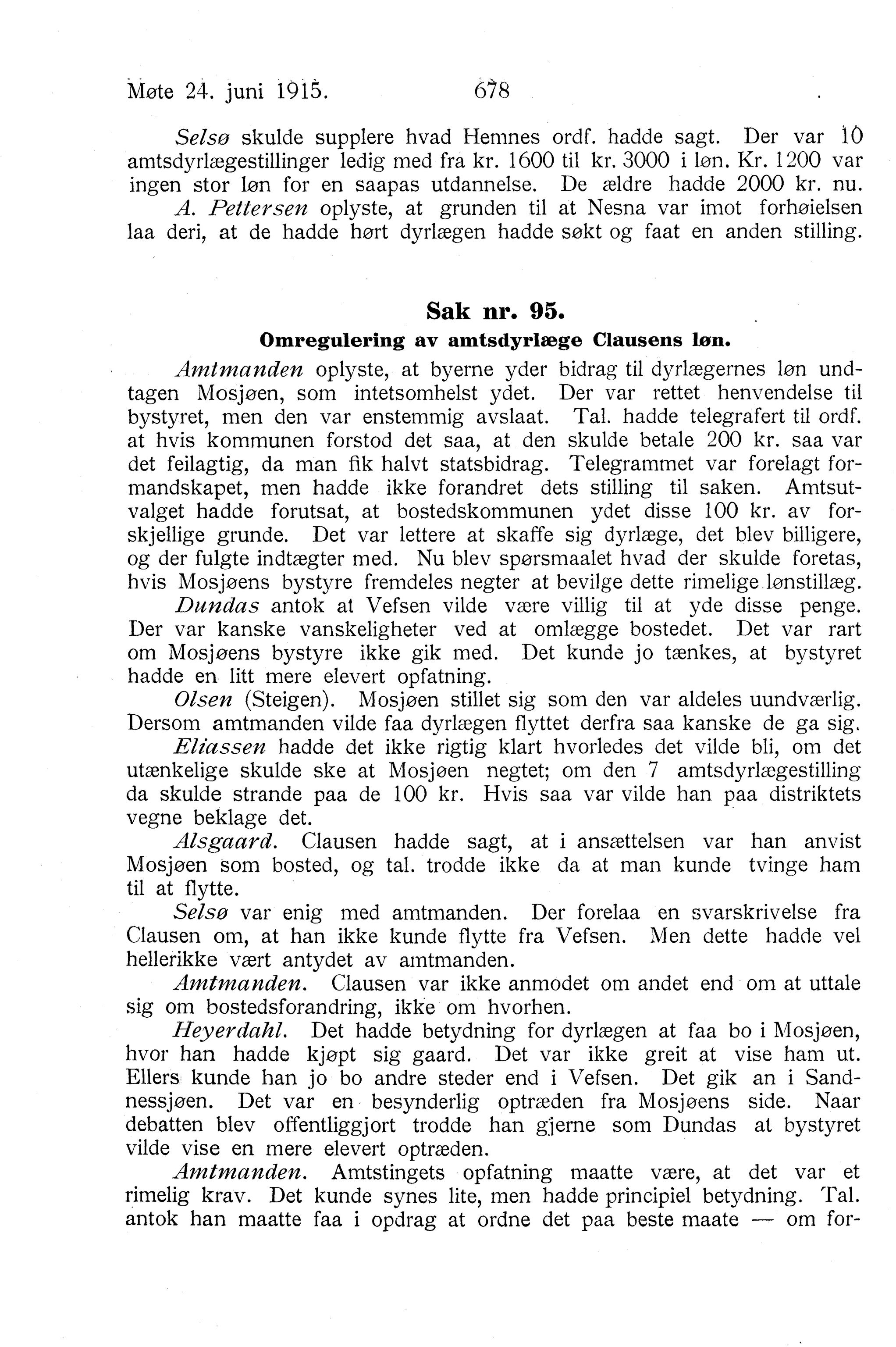 Nordland Fylkeskommune. Fylkestinget, AIN/NFK-17/176/A/Ac/L0038: Fylkestingsforhandlinger 1915, 1915