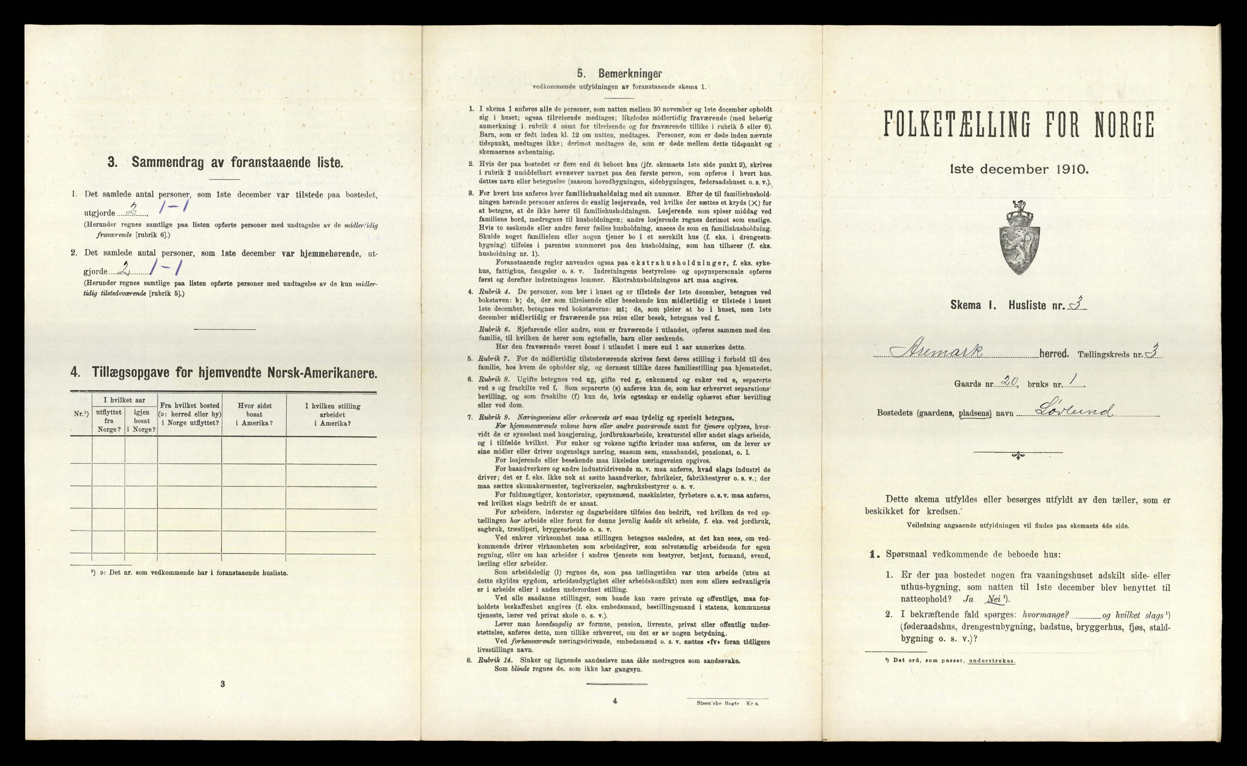 RA, 1910 census for Aremark, 1910, p. 305