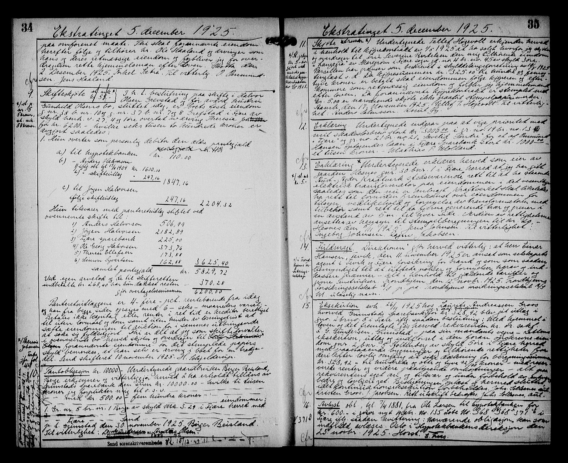Vestre Nedenes/Sand sorenskriveri, AV/SAK-1221-0010/G/Gb/Gba/L0035: Mortgage book no. 61, 1925-1929, p. 34-35