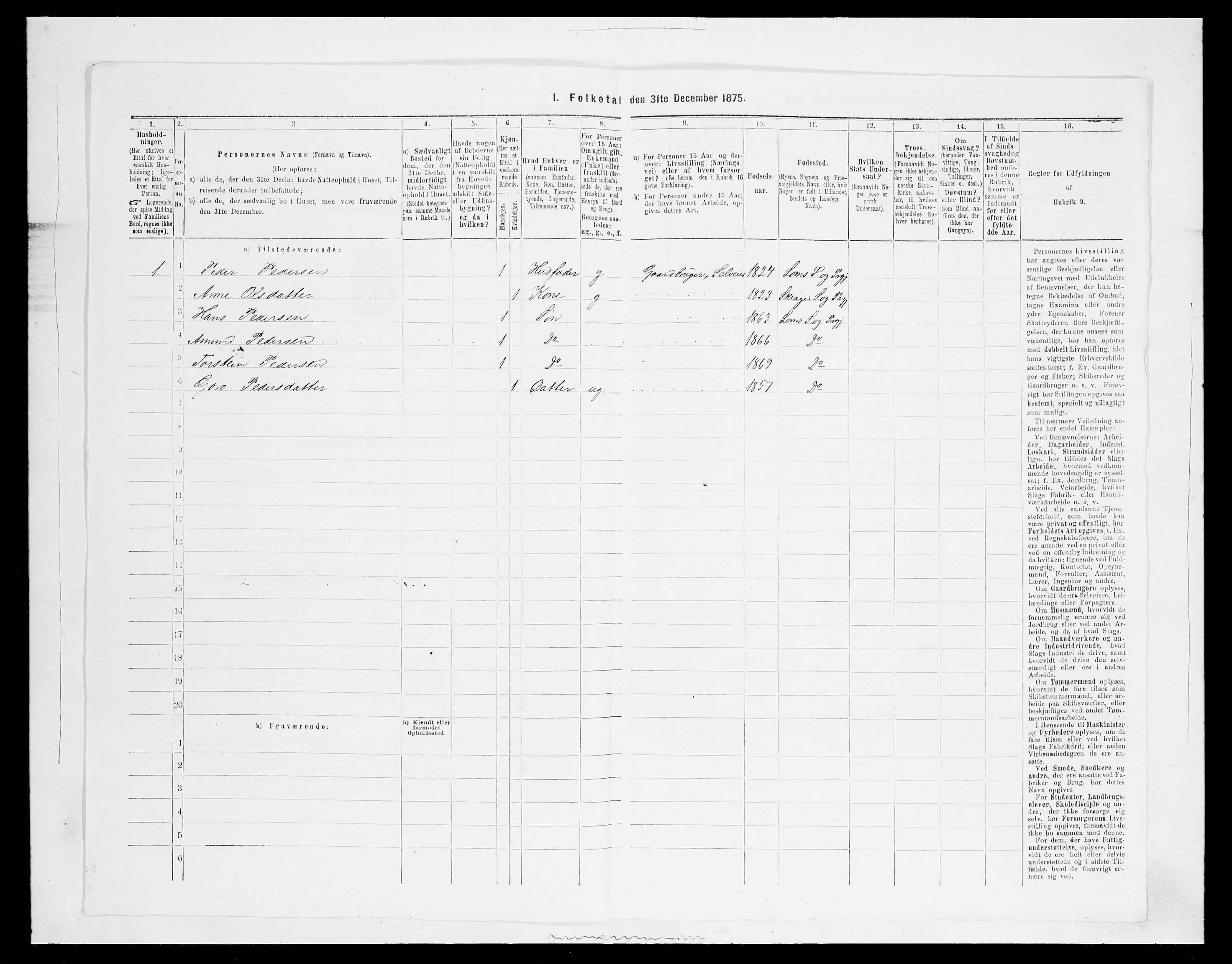 SAH, 1875 census for 0514P Lom, 1875, p. 263