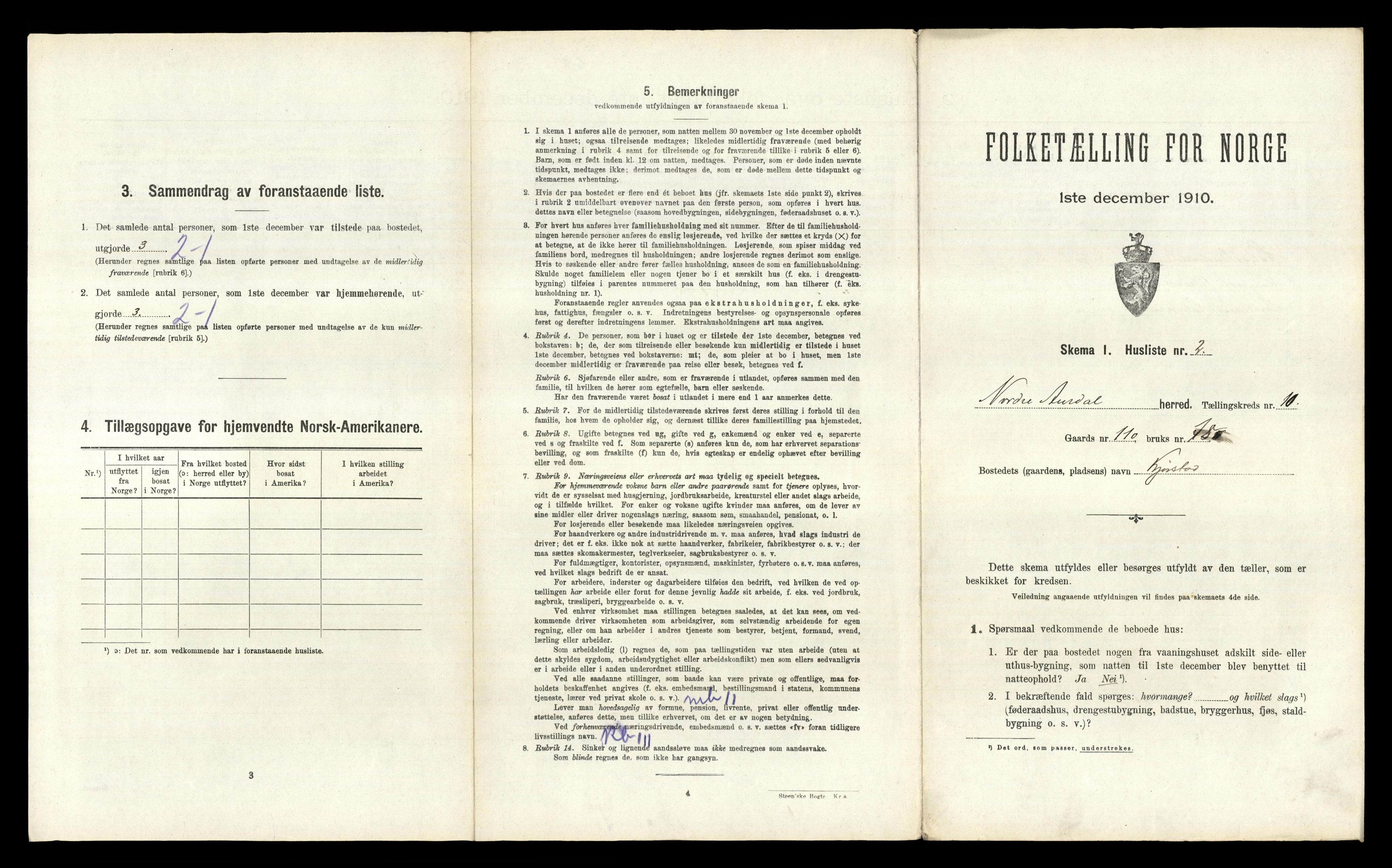 RA, 1910 census for Nord-Aurdal, 1910, p. 1473