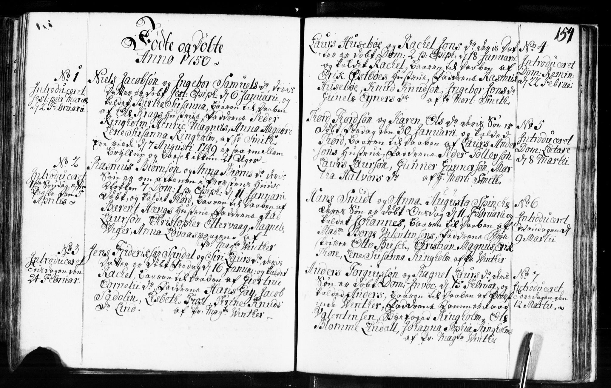 Domkirken sokneprestkontor, SAST/A-101812/001/30/30BB/L0003: Parish register (copy) no. B 3, 1733-1751, p. 154