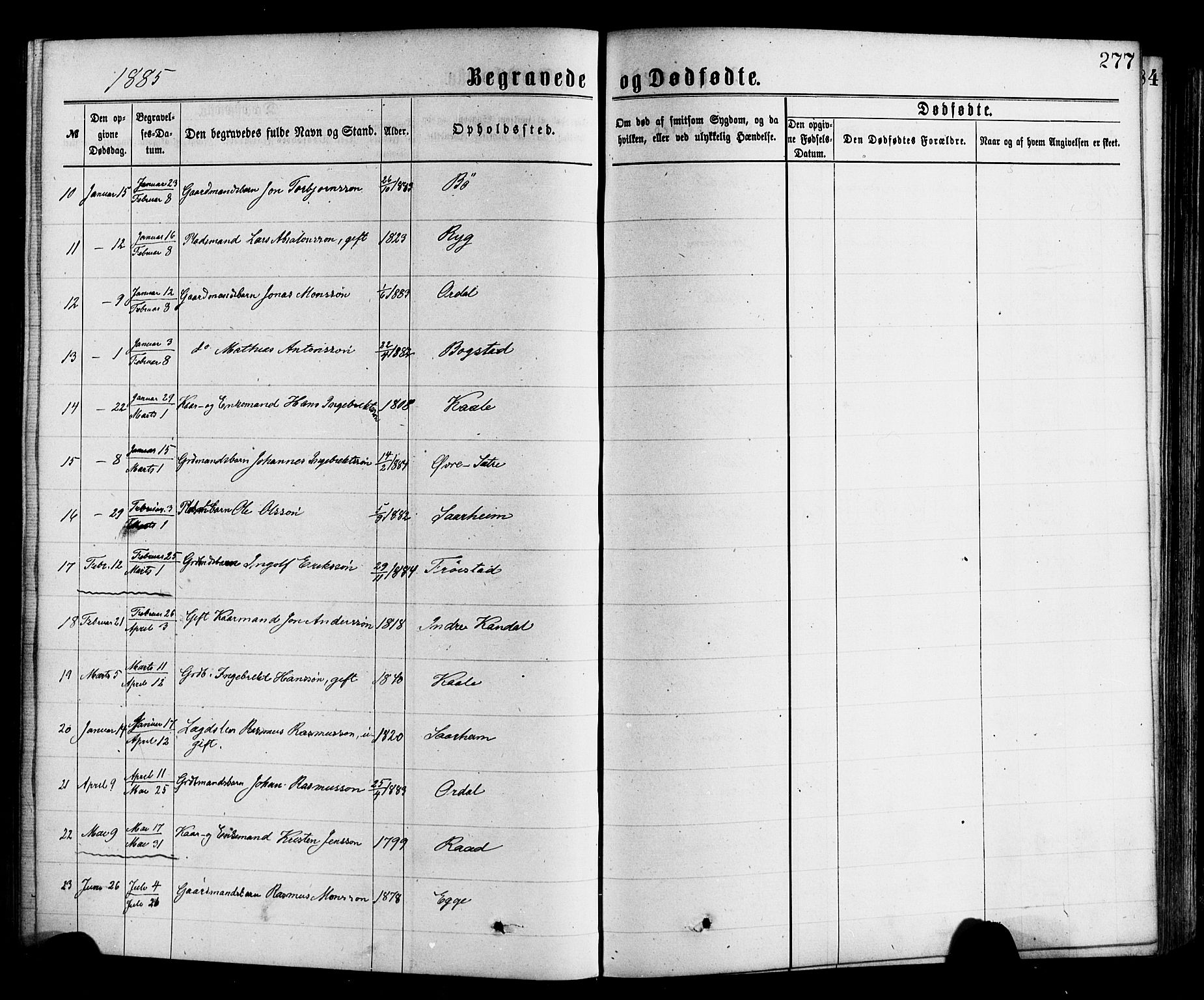 Gloppen sokneprestembete, SAB/A-80101/H/Haa/Haac/L0001: Parish register (official) no. C 1, 1871-1886, p. 277