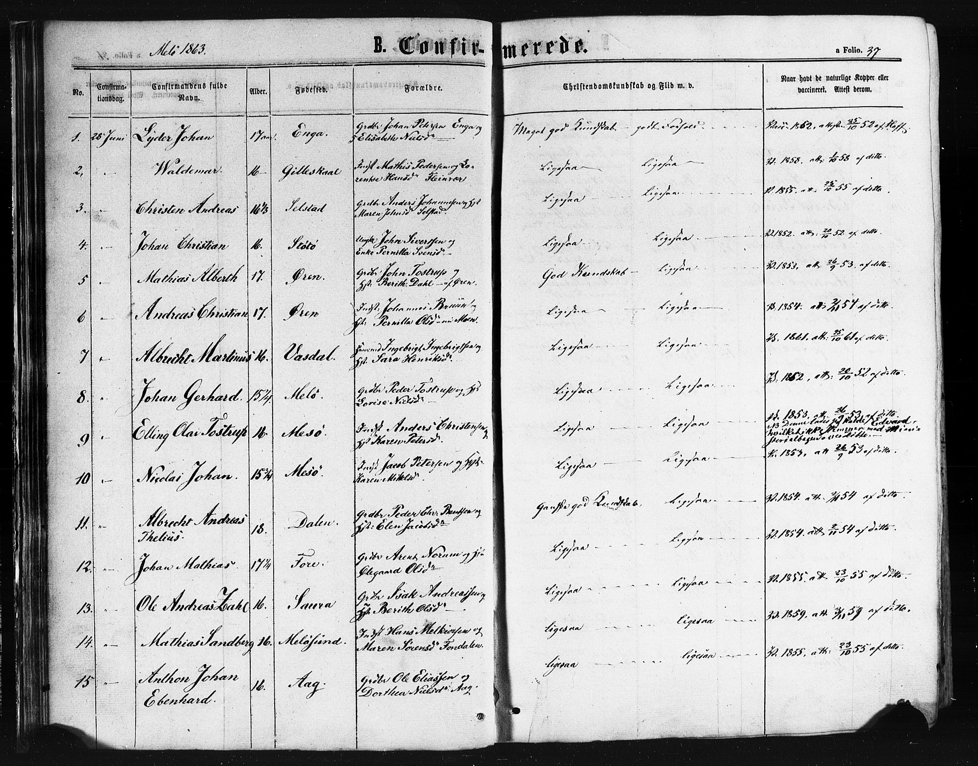 Ministerialprotokoller, klokkerbøker og fødselsregistre - Nordland, SAT/A-1459/841/L0607: Parish register (official) no. 841A11 /2, 1863-1877, p. 37