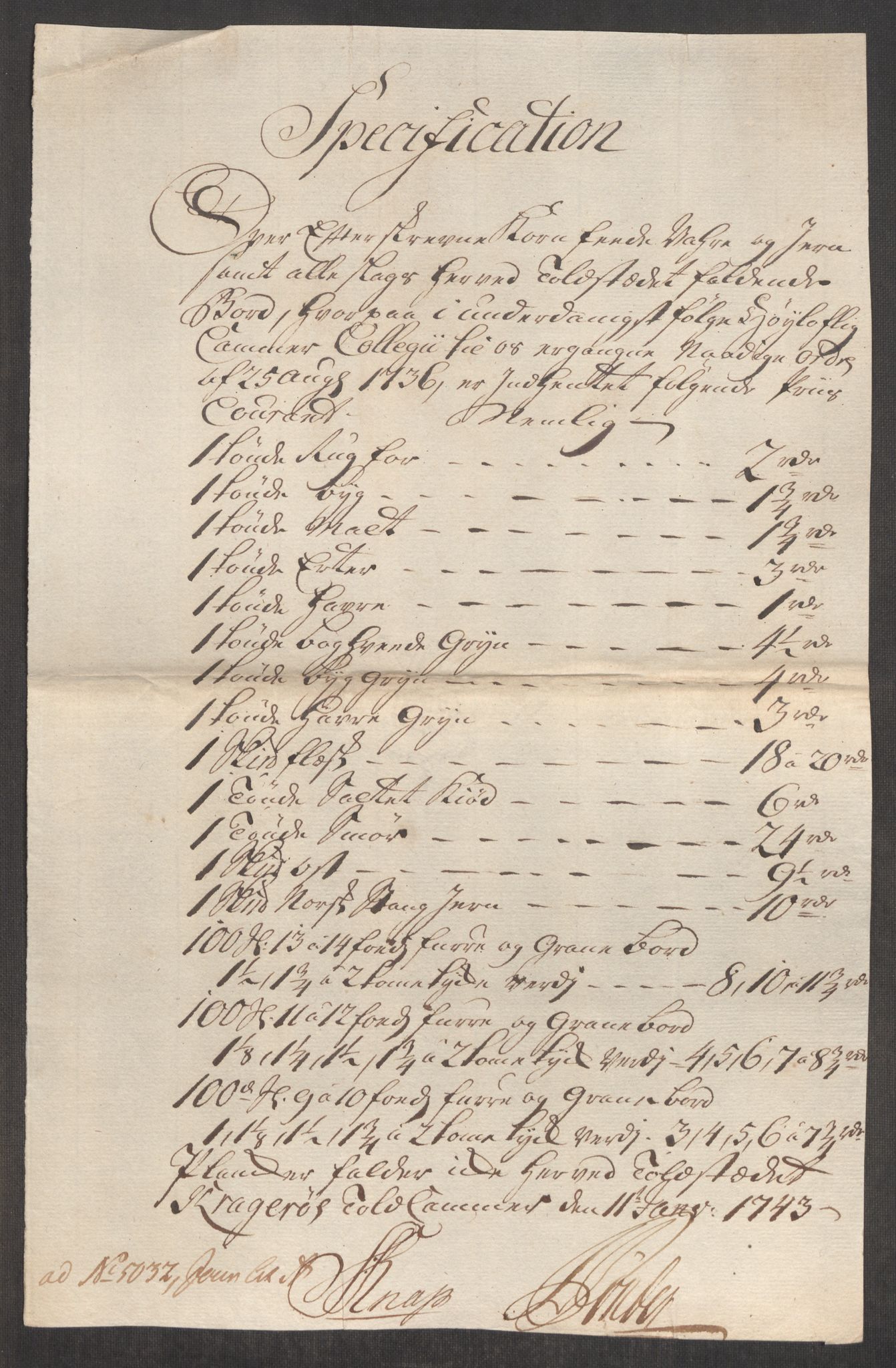 Rentekammeret inntil 1814, Realistisk ordnet avdeling, AV/RA-EA-4070/Oe/L0002: [Ø1]: Priskuranter, 1740-1744, p. 739