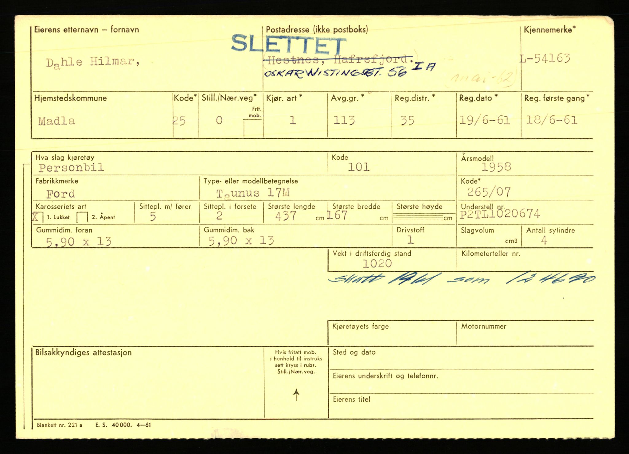 Stavanger trafikkstasjon, AV/SAST-A-101942/0/F/L0053: L-52900 - L-54199, 1930-1971, p. 2791