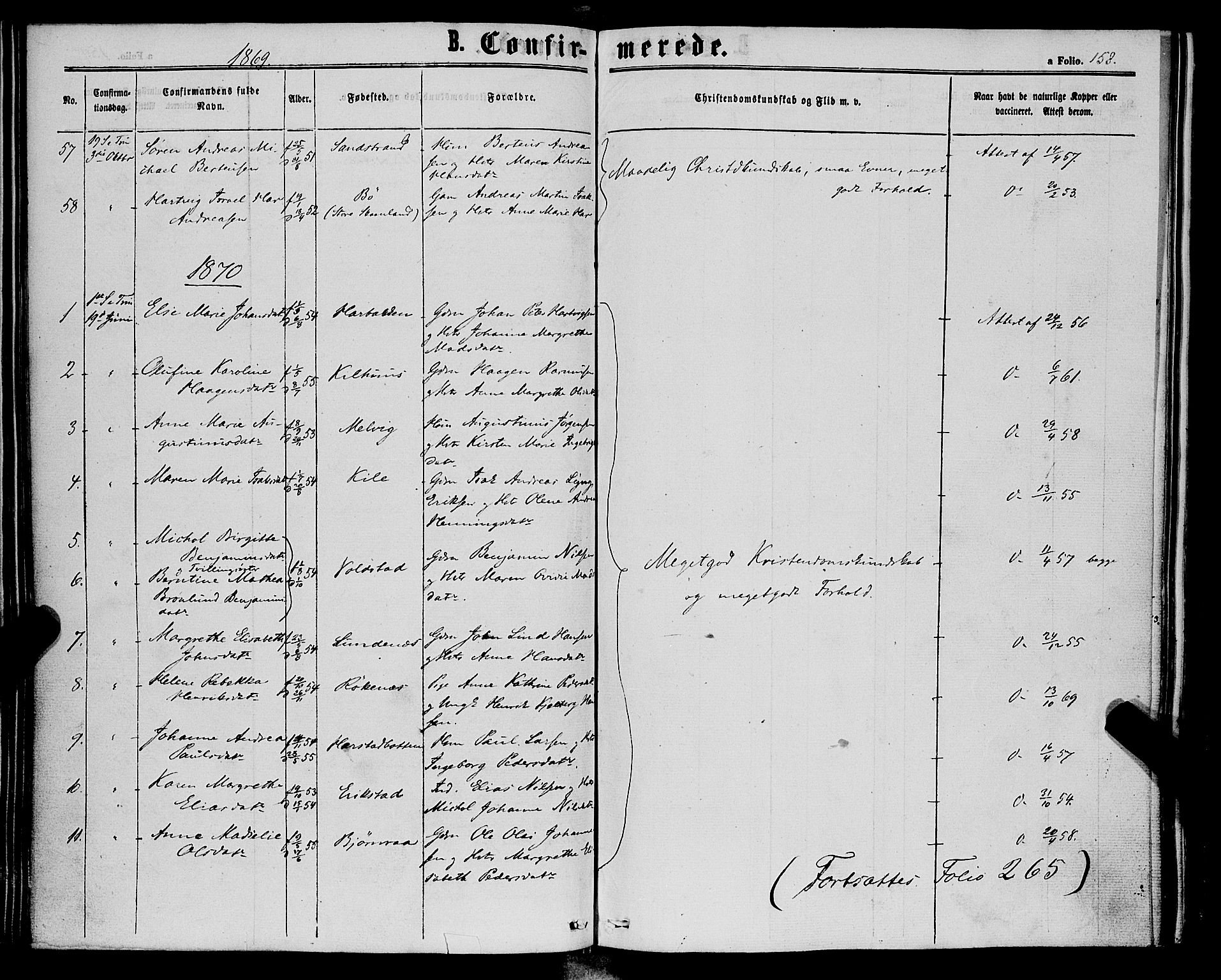 Trondenes sokneprestkontor, SATØ/S-1319/H/Ha/L0012kirke: Parish register (official) no. 12, 1863-1870, p. 158