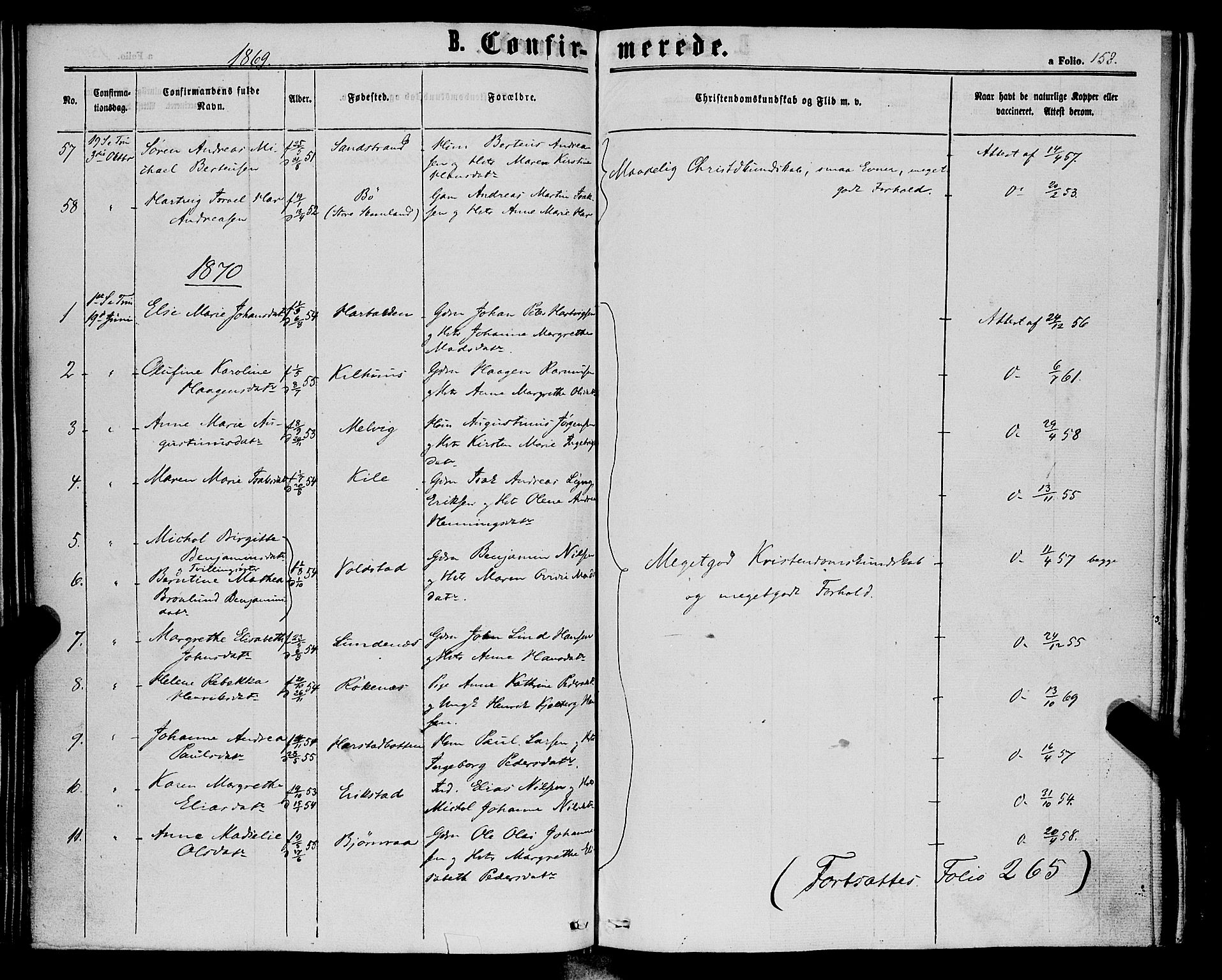 Trondenes sokneprestkontor, AV/SATØ-S-1319/H/Ha/L0012kirke: Parish register (official) no. 12, 1863-1870, p. 158