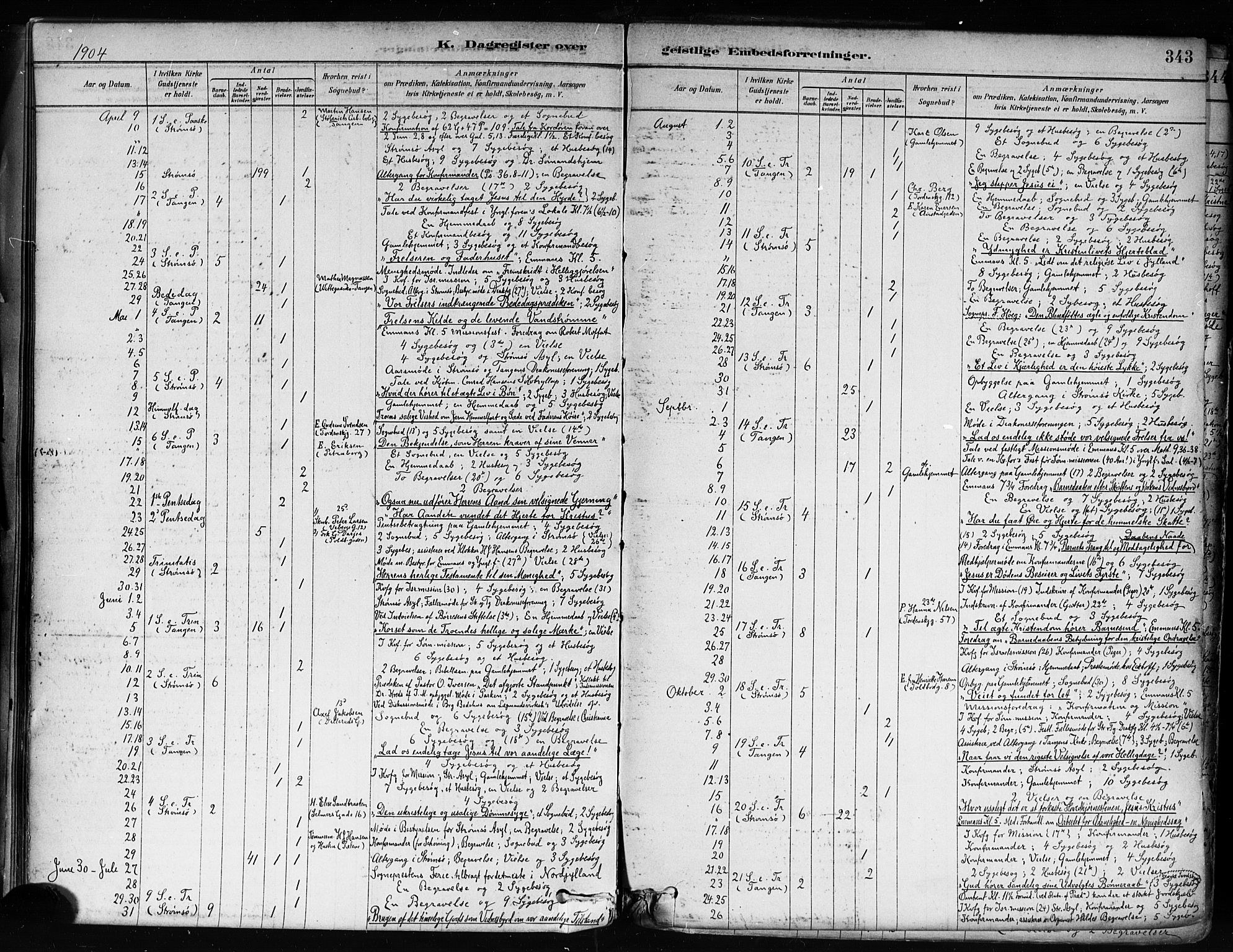 Strømsø kirkebøker, AV/SAKO-A-246/F/Fa/L0022: Parish register (official) no. I 22, 1879-1899, p. 343