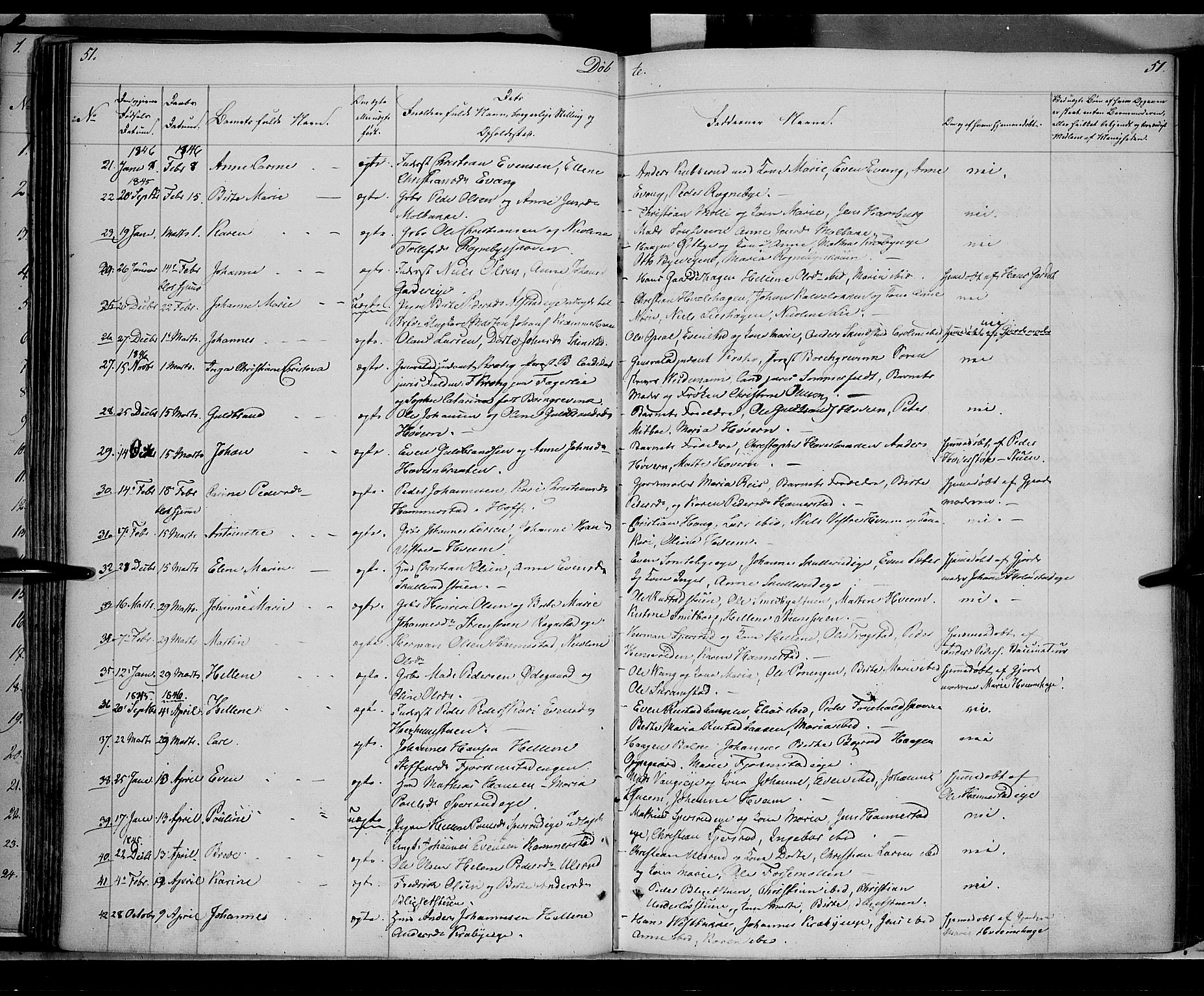 Østre Toten prestekontor, SAH/PREST-104/H/Ha/Haa/L0002: Parish register (official) no. 2, 1840-1847, p. 51