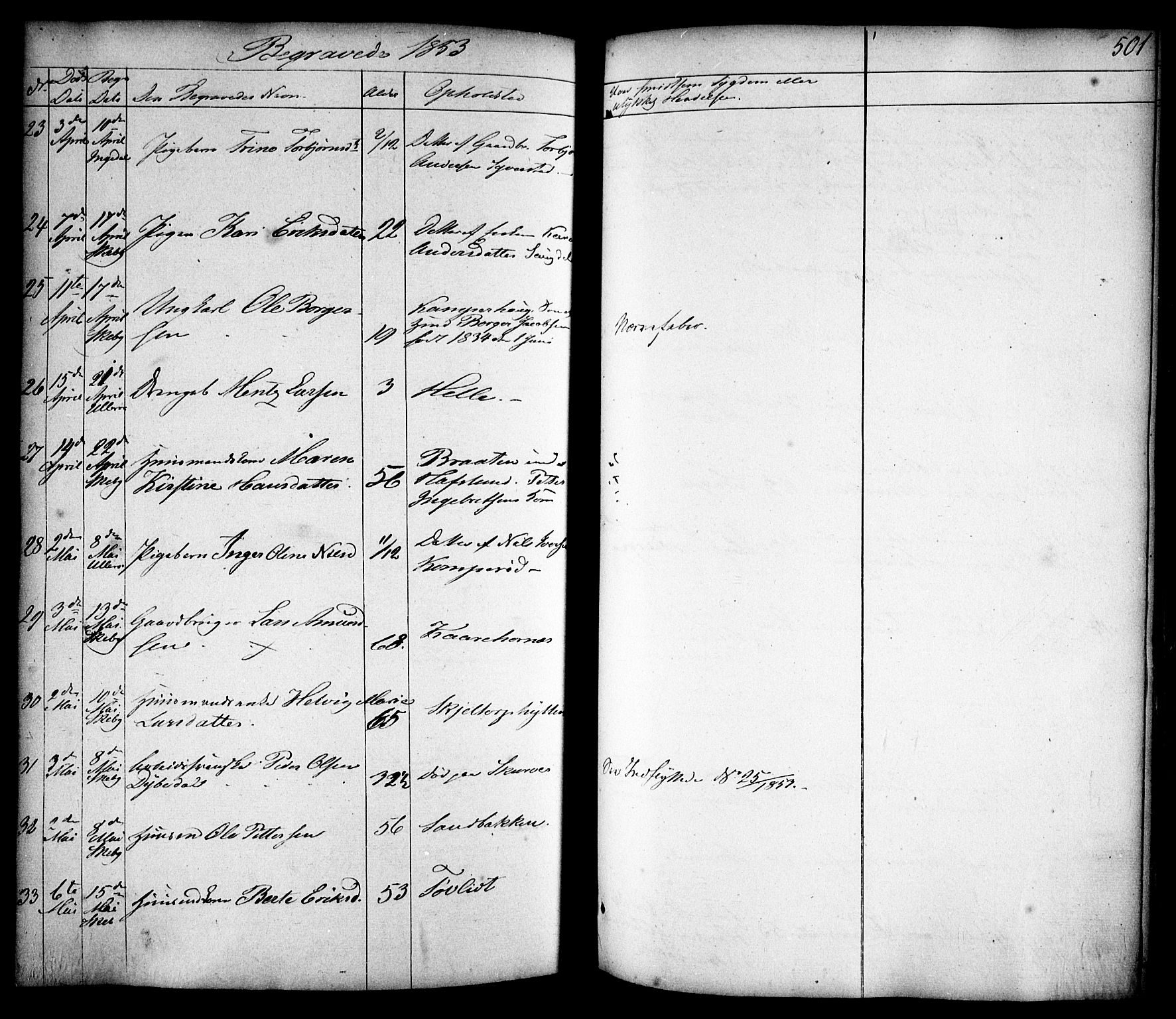 Skjeberg prestekontor Kirkebøker, AV/SAO-A-10923/F/Fa/L0006: Parish register (official) no. I 6, 1846-1858, p. 501