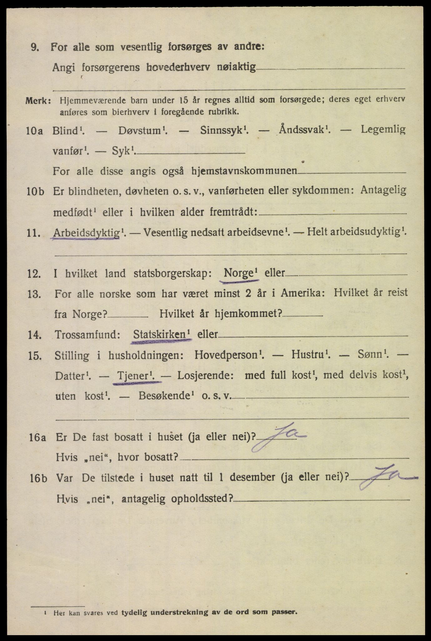 SAK, 1920 census for Vegårshei, 1920, p. 2177