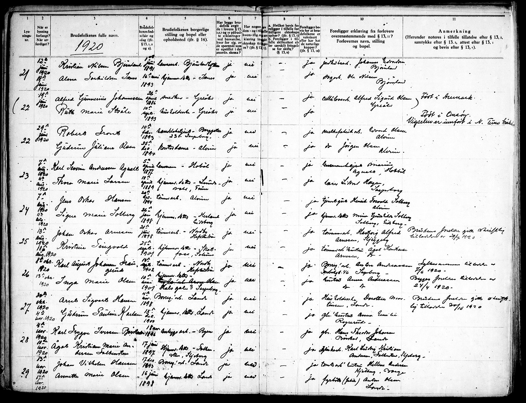 Tune prestekontor Kirkebøker, AV/SAO-A-2007/H/Ha/L0001: Banns register no. I 1, 1919-1946