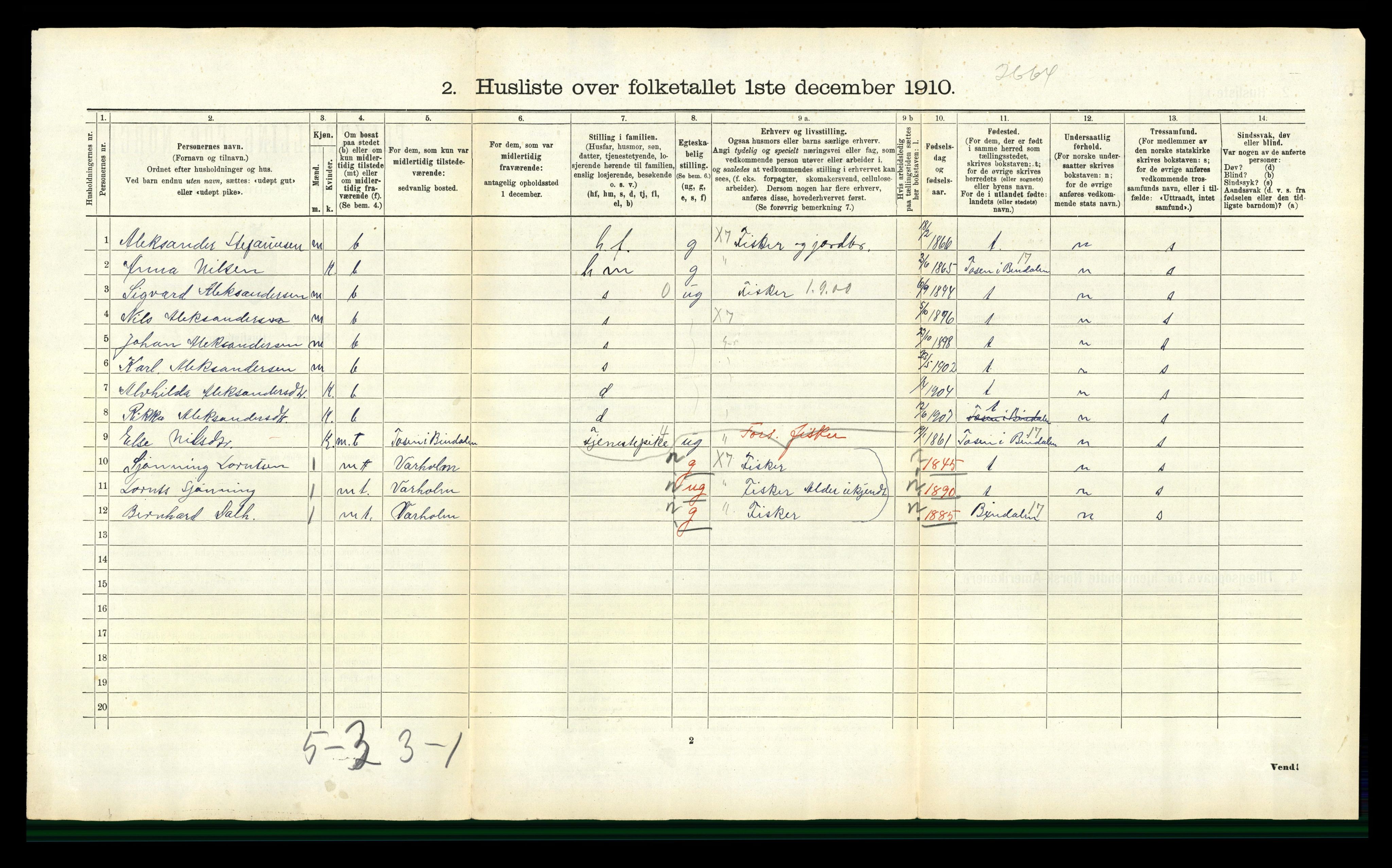 RA, 1910 census for Brønnøy, 1910, p. 168