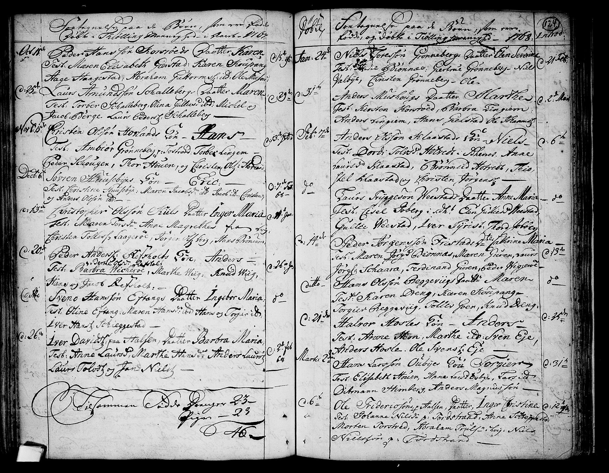 Tjølling kirkebøker, SAKO/A-60/F/Fa/L0003: Parish register (official) no. 3, 1735-1778, p. 124