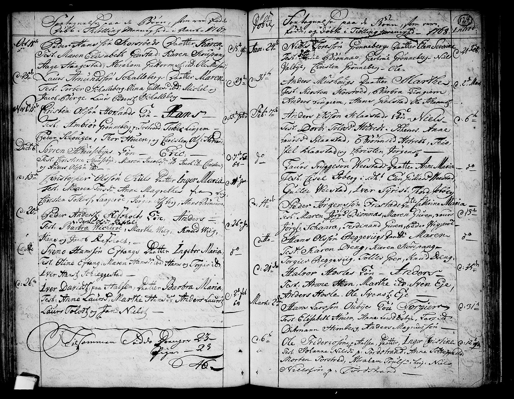 Tjølling kirkebøker, AV/SAKO-A-60/F/Fa/L0003: Parish register (official) no. 3, 1735-1778, p. 124