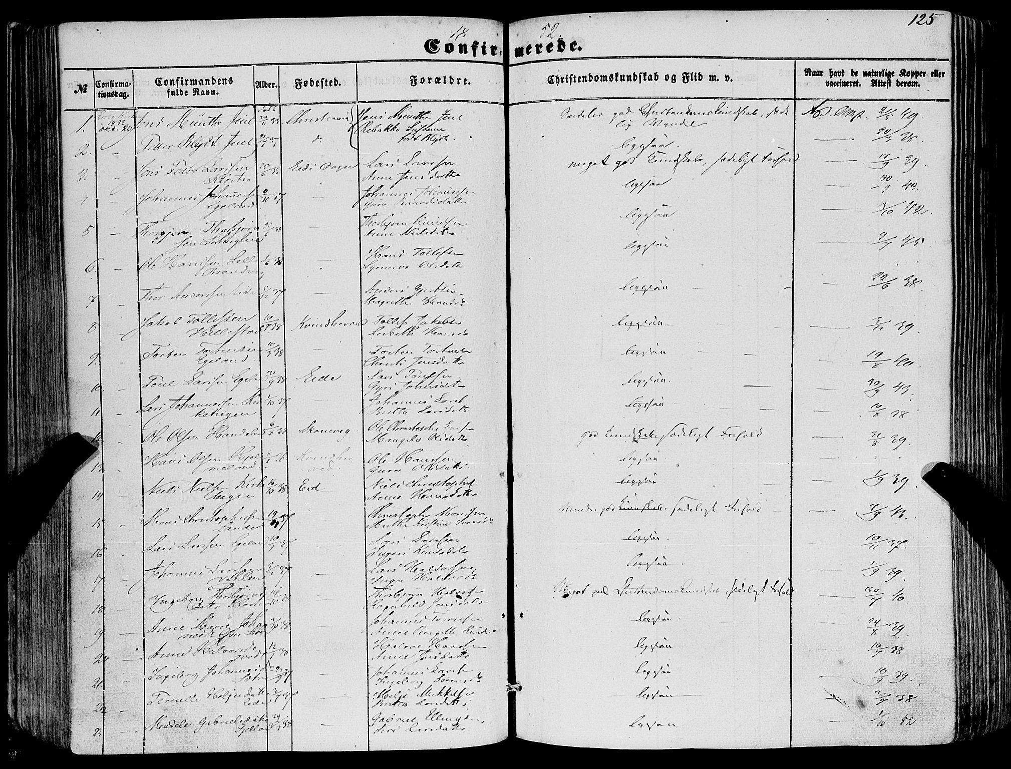 Fjelberg sokneprestembete, SAB/A-75201/H/Haa: Parish register (official) no. A 7, 1851-1867, p. 125