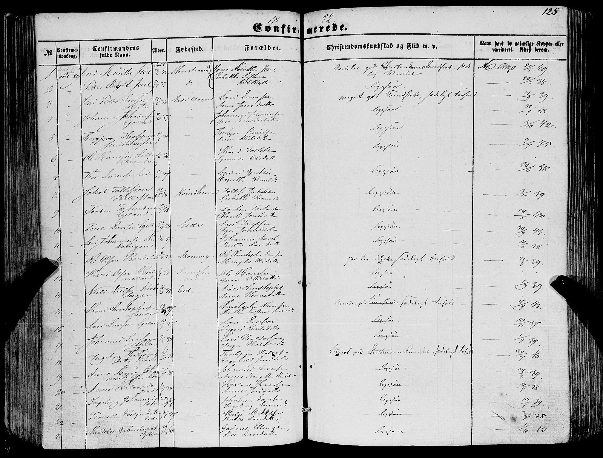 Fjelberg sokneprestembete, AV/SAB-A-75201/H/Haa: Parish register (official) no. A 7, 1851-1867, p. 125