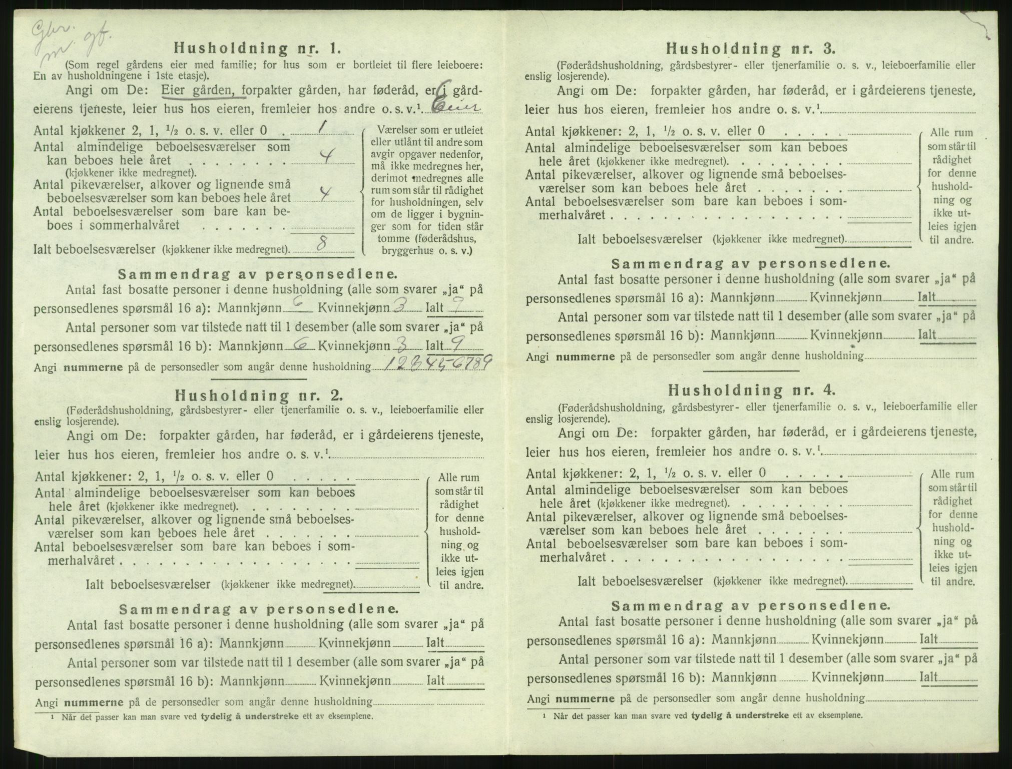 SAT, 1920 census for Aure, 1920, p. 695