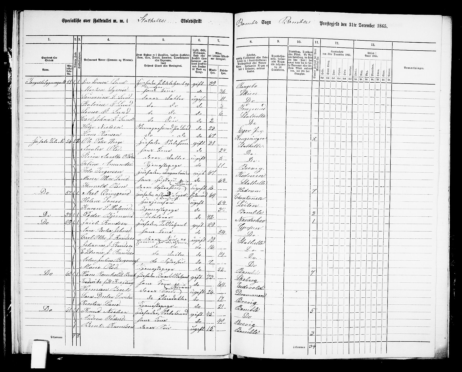 RA, 1865 census for Bamble, 1865, p. 239