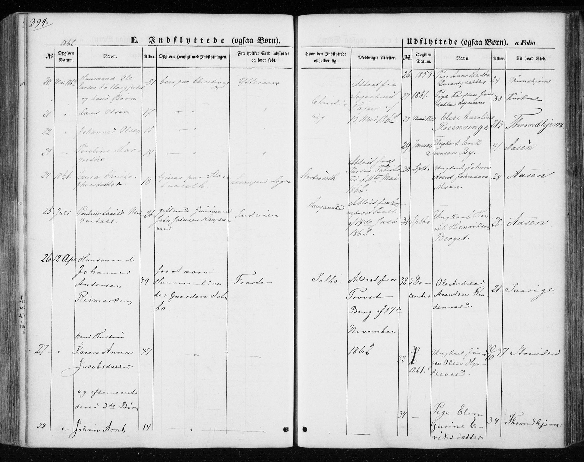 Ministerialprotokoller, klokkerbøker og fødselsregistre - Nord-Trøndelag, AV/SAT-A-1458/717/L0154: Parish register (official) no. 717A07 /1, 1850-1862, p. 394