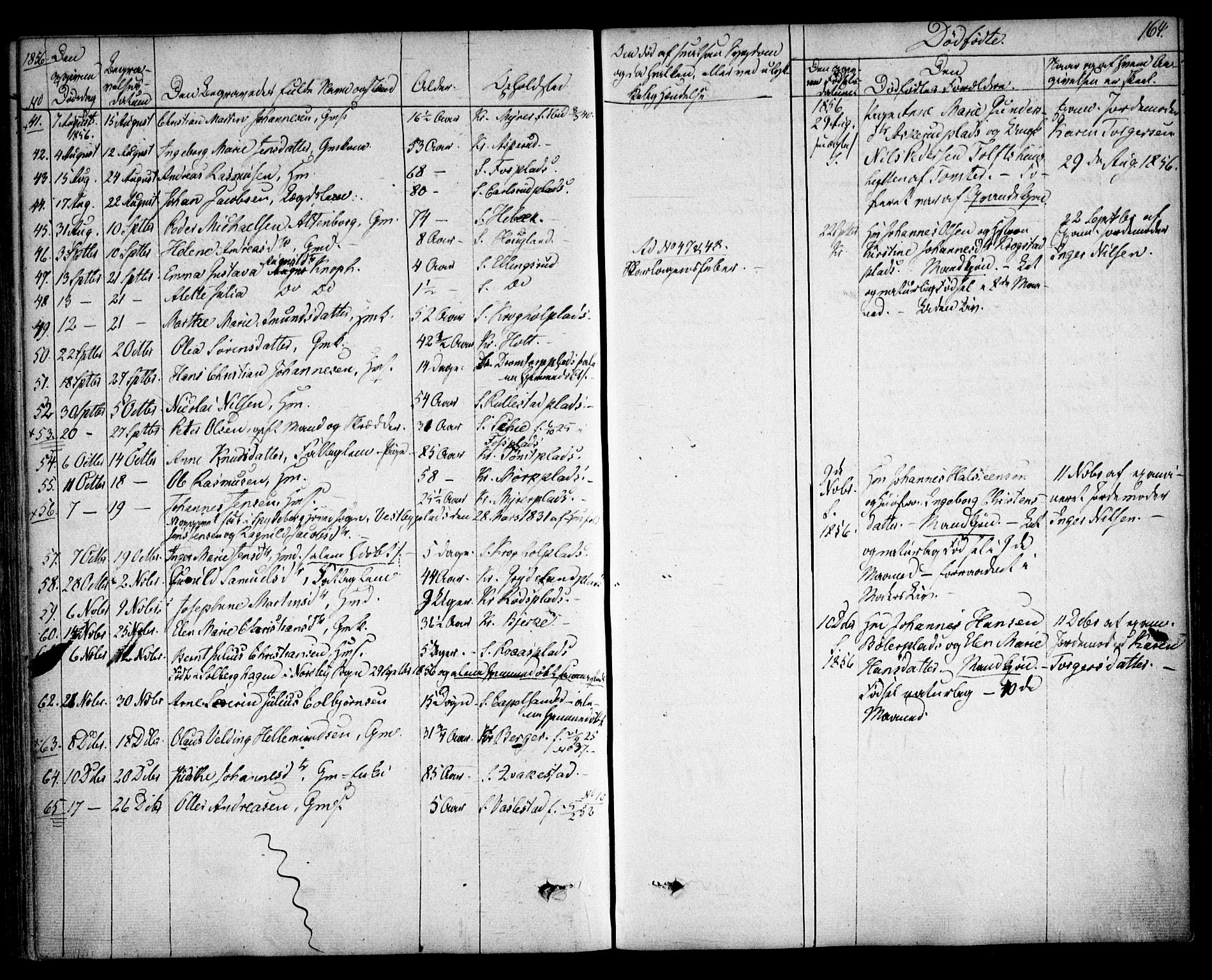 Kråkstad prestekontor Kirkebøker, SAO/A-10125a/F/Fa/L0006: Parish register (official) no. I 6, 1848-1857, p. 164