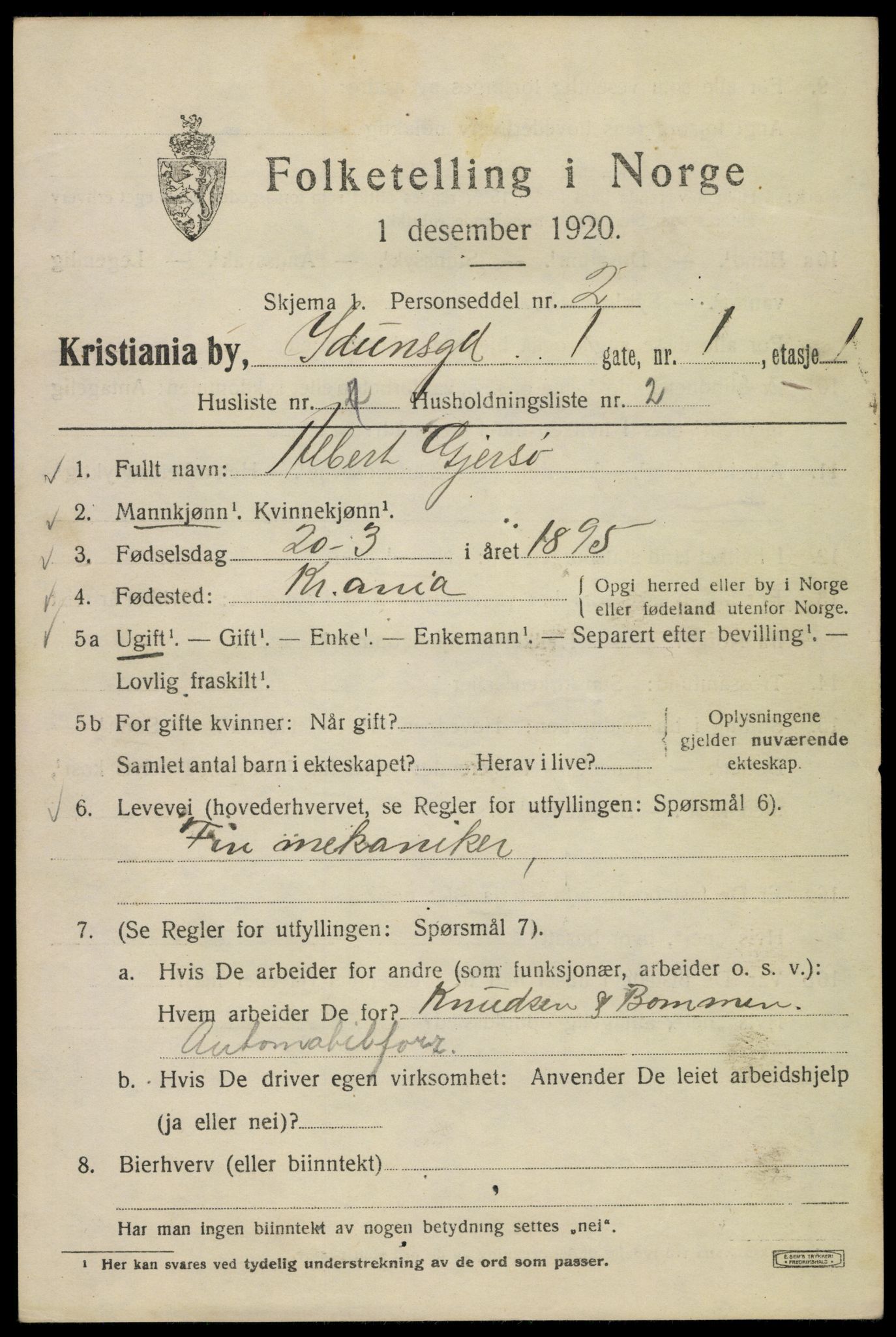 SAO, 1920 census for Kristiania, 1920, p. 306087