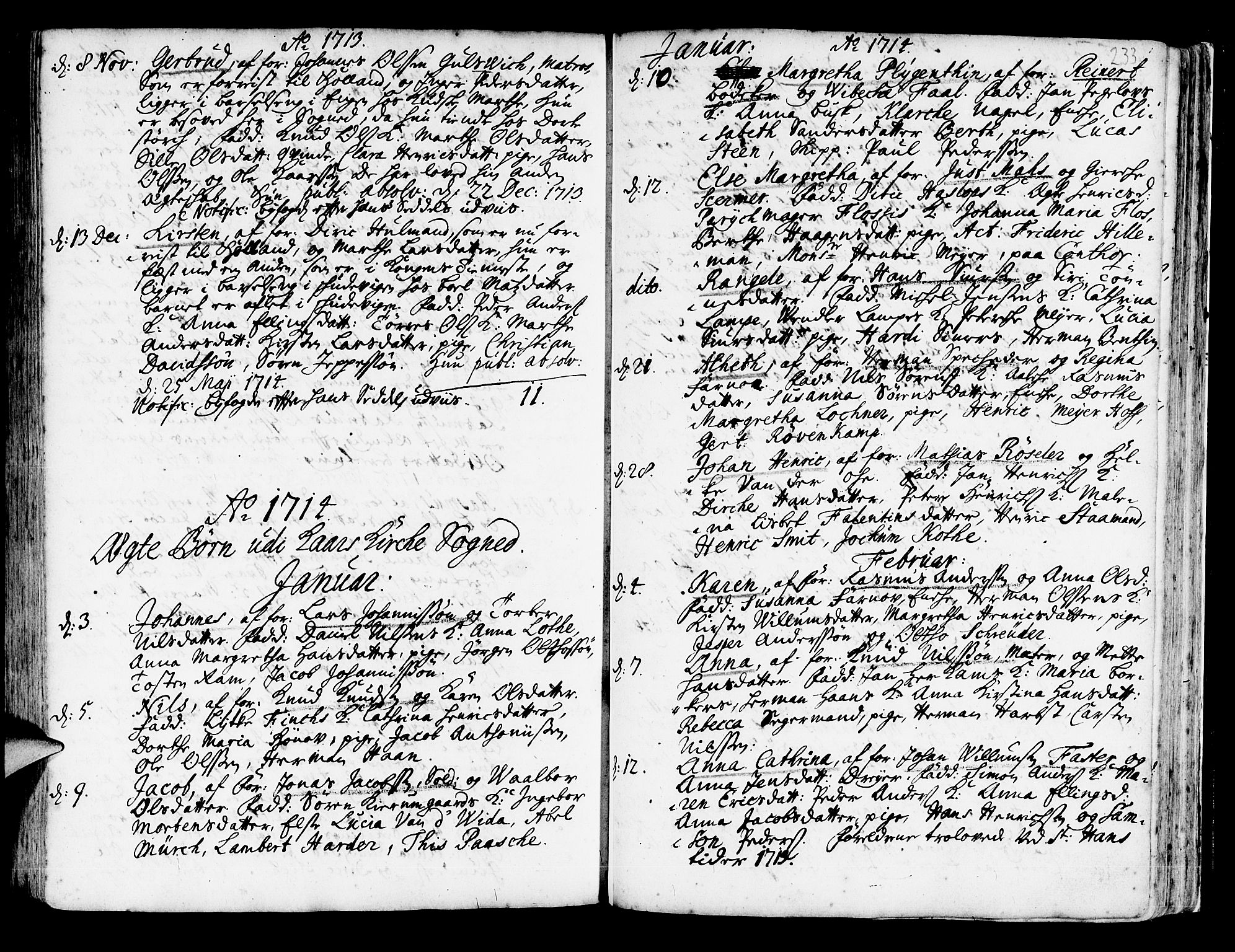 Korskirken sokneprestembete, SAB/A-76101/H/Haa/L0003: Parish register (official) no. A 3, 1698-1719, p. 233