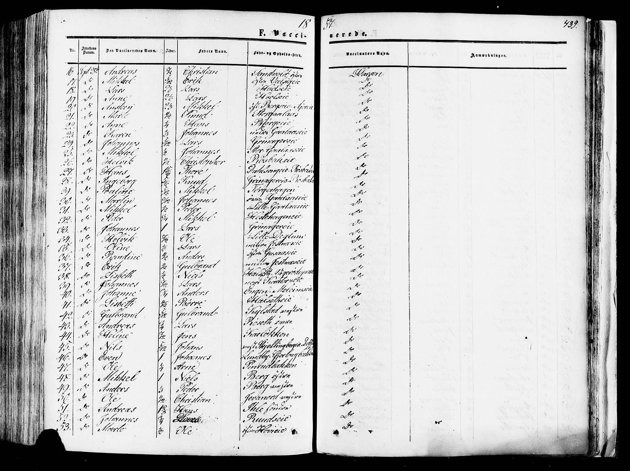 Vang prestekontor, Hedmark, SAH/PREST-008/H/Ha/Haa/L0013: Parish register (official) no. 13, 1855-1879, p. 439