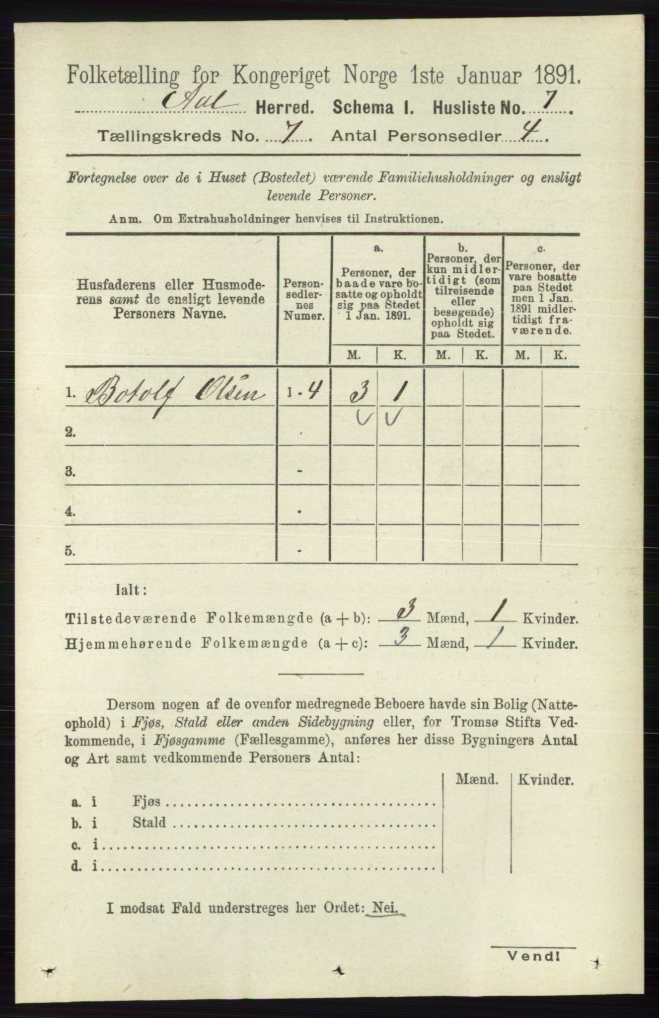 RA, 1891 census for 0619 Ål, 1891, p. 1788