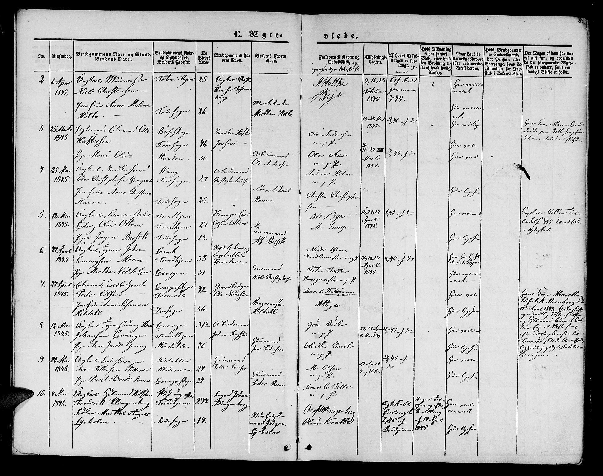 Ministerialprotokoller, klokkerbøker og fødselsregistre - Sør-Trøndelag, SAT/A-1456/602/L0111: Parish register (official) no. 602A09, 1844-1867, p. 5