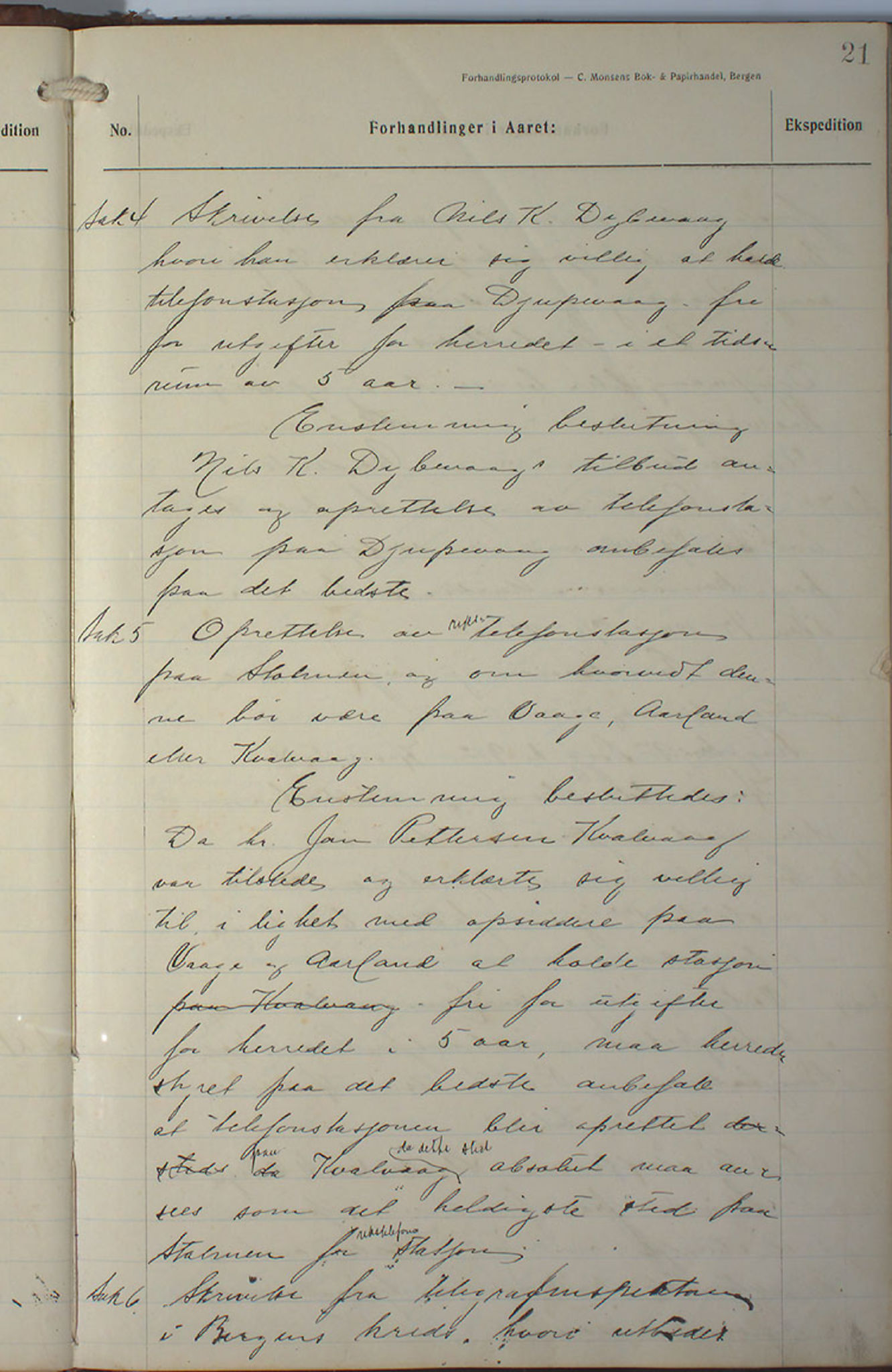 Austevoll kommune. Formannskapet, IKAH/1244-021/A/Aa/L0002b: Møtebok for heradstyret, 1910-1919, p. 43