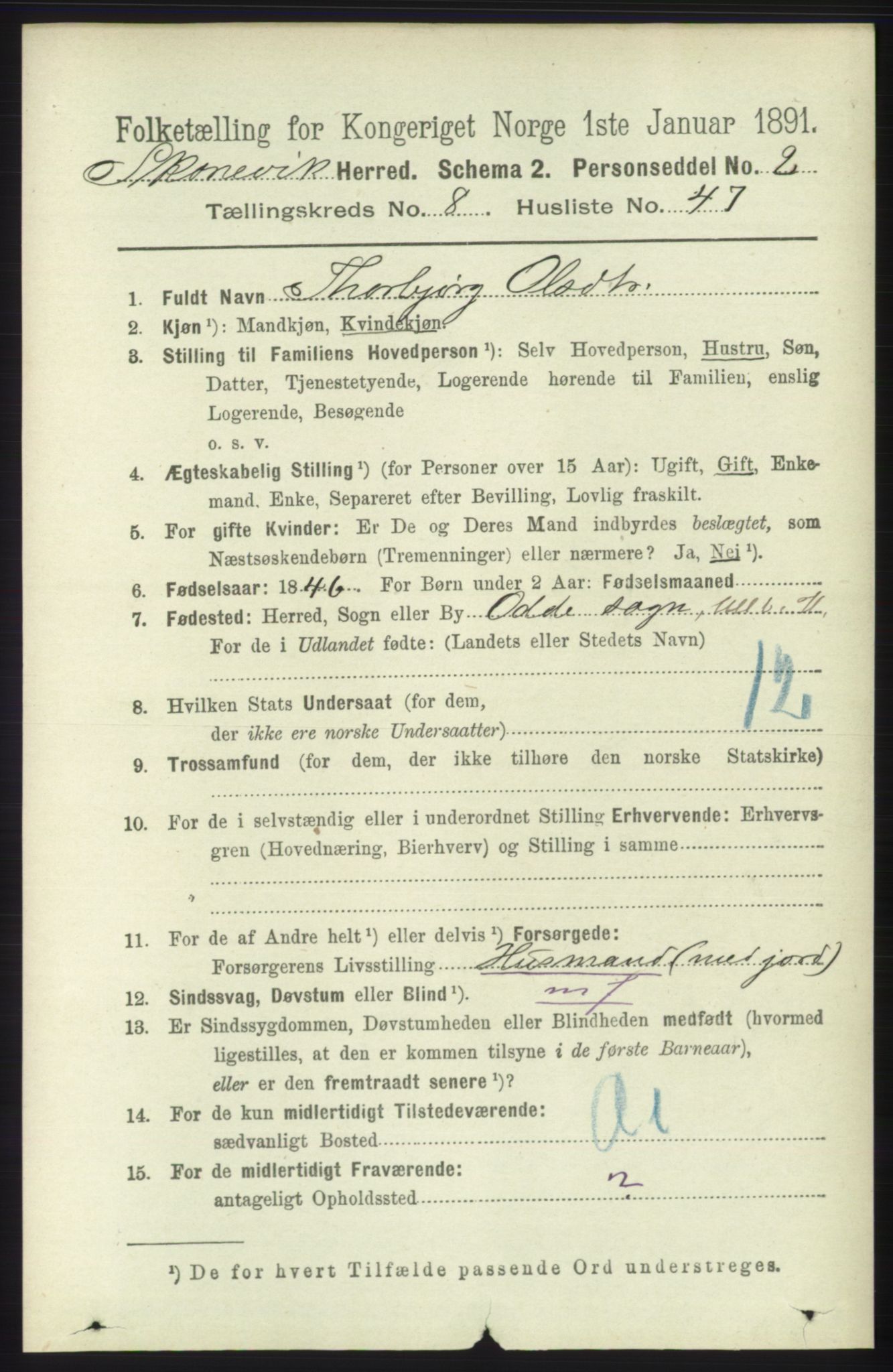 RA, 1891 census for 1212 Skånevik, 1891, p. 2473