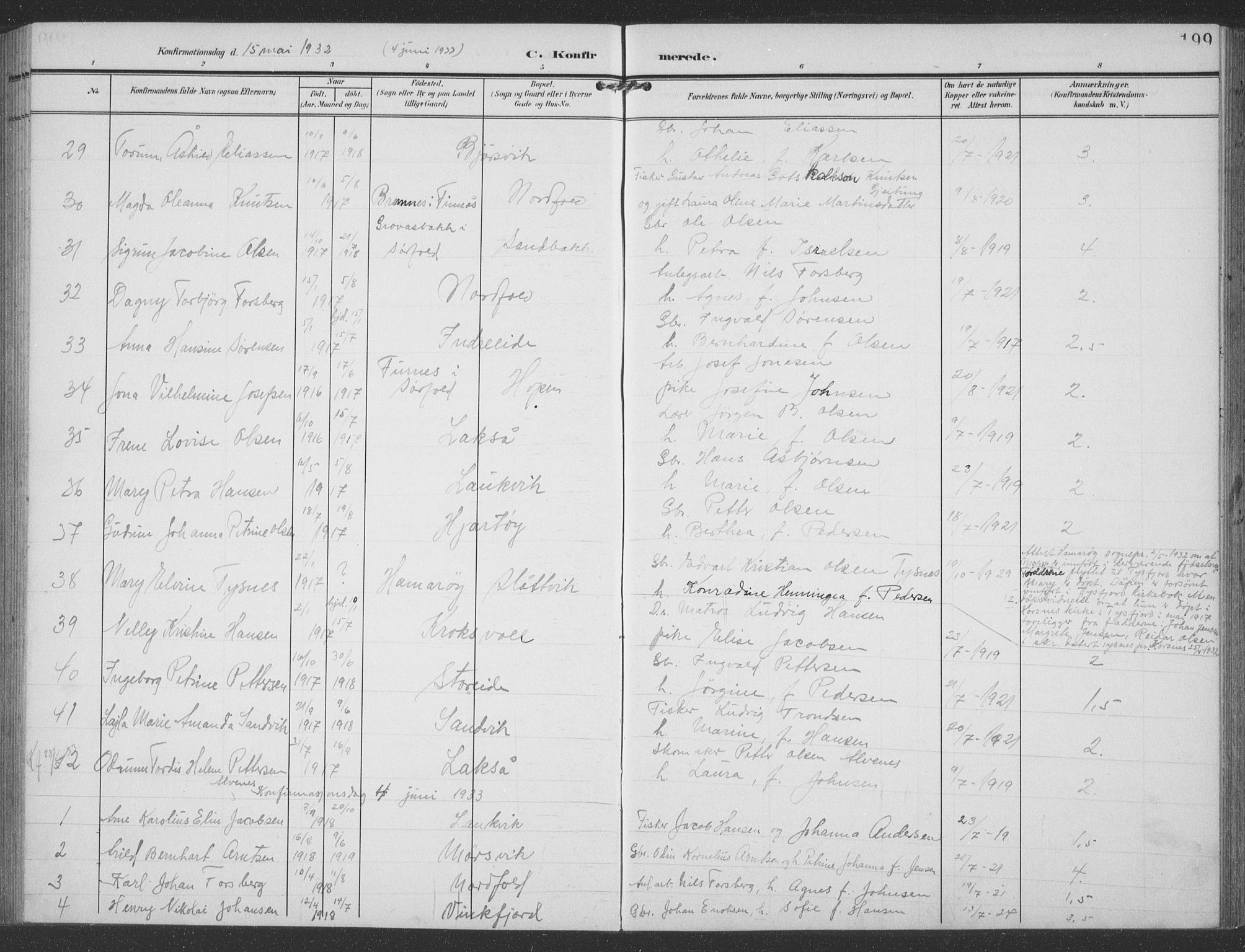 Ministerialprotokoller, klokkerbøker og fødselsregistre - Nordland, SAT/A-1459/858/L0835: Parish register (copy) no. 858C02, 1904-1940, p. 199
