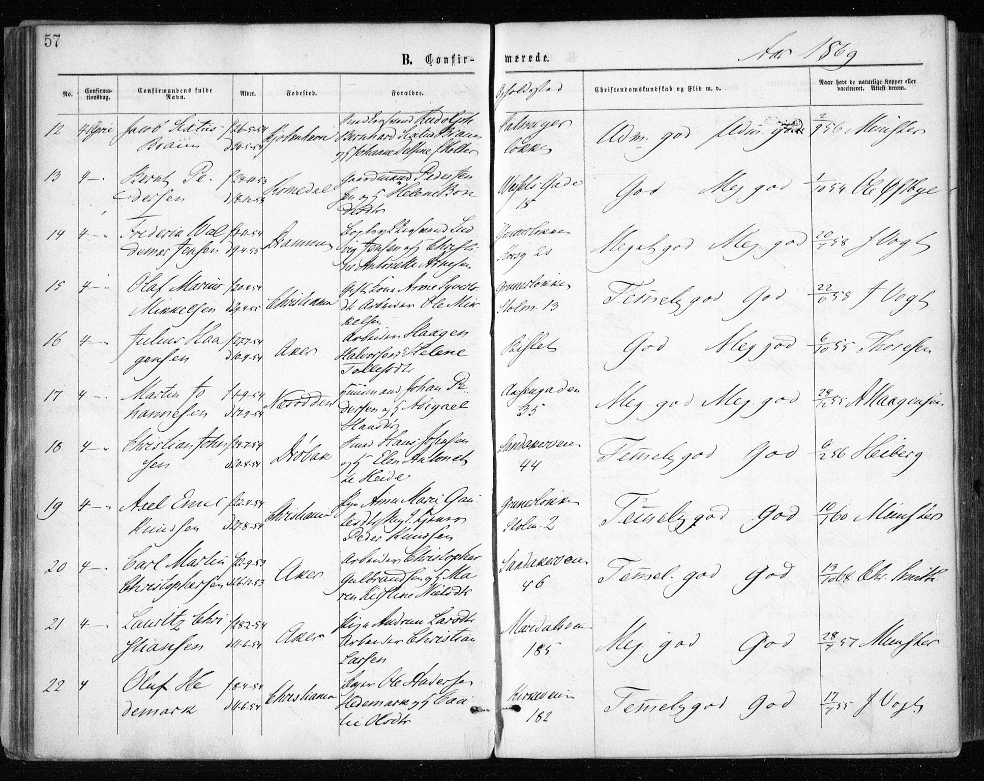 Gamle Aker prestekontor Kirkebøker, AV/SAO-A-10617a/F/L0003: Parish register (official) no. 3, 1865-1873, p. 57