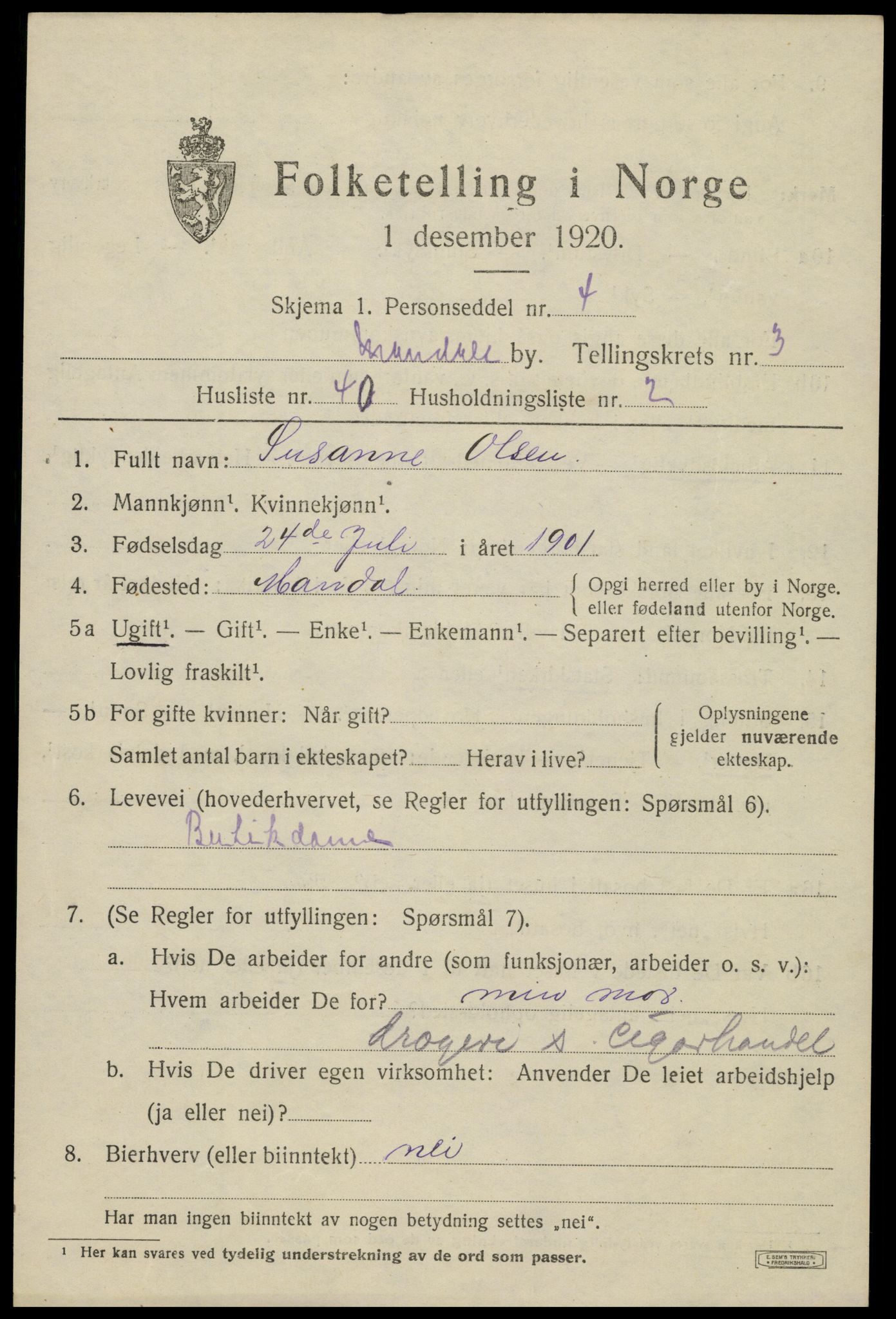 SAK, 1920 census for Mandal, 1920, p. 5867