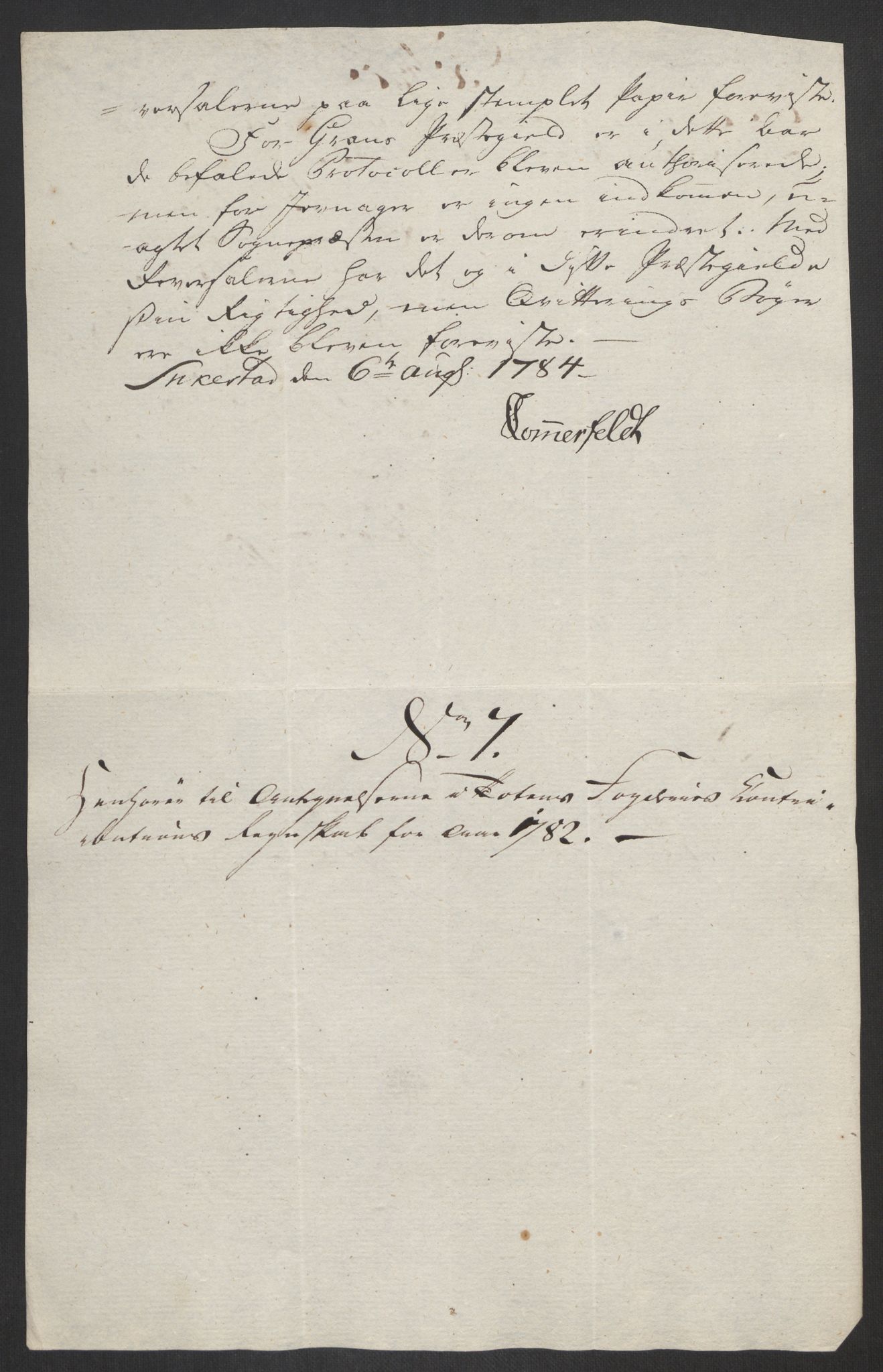 Rentekammeret inntil 1814, Reviderte regnskaper, Fogderegnskap, AV/RA-EA-4092/R19/L1369: Fogderegnskap Toten, Hadeland og Vardal, 1782, p. 438