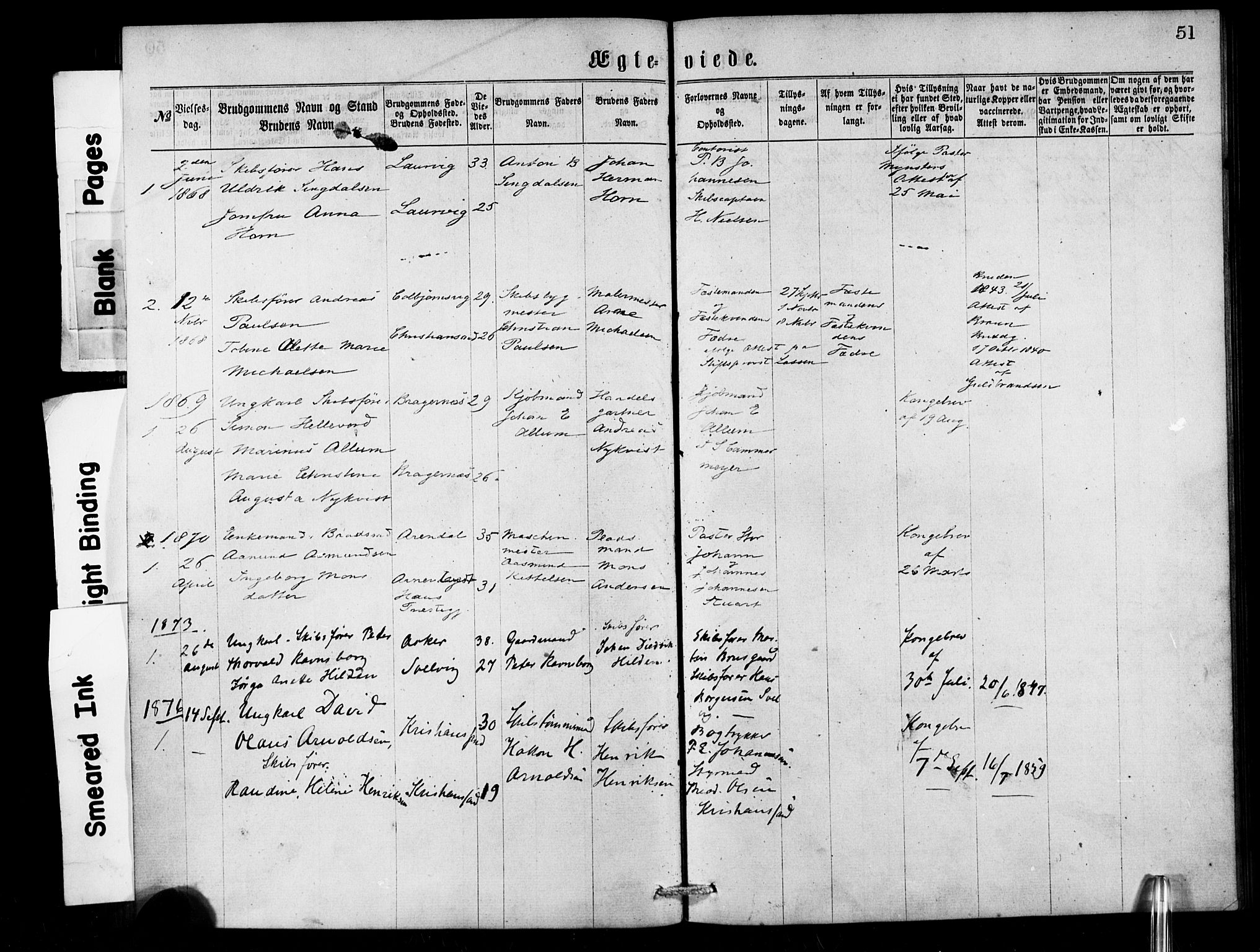  Den norske sjømannsmisjon i utlandet/London m/bistasjoner, SAB/SAB/PA-0103/H/Ha/L0001: Parish register (official) no. A 1, 1868-1887, p. 51