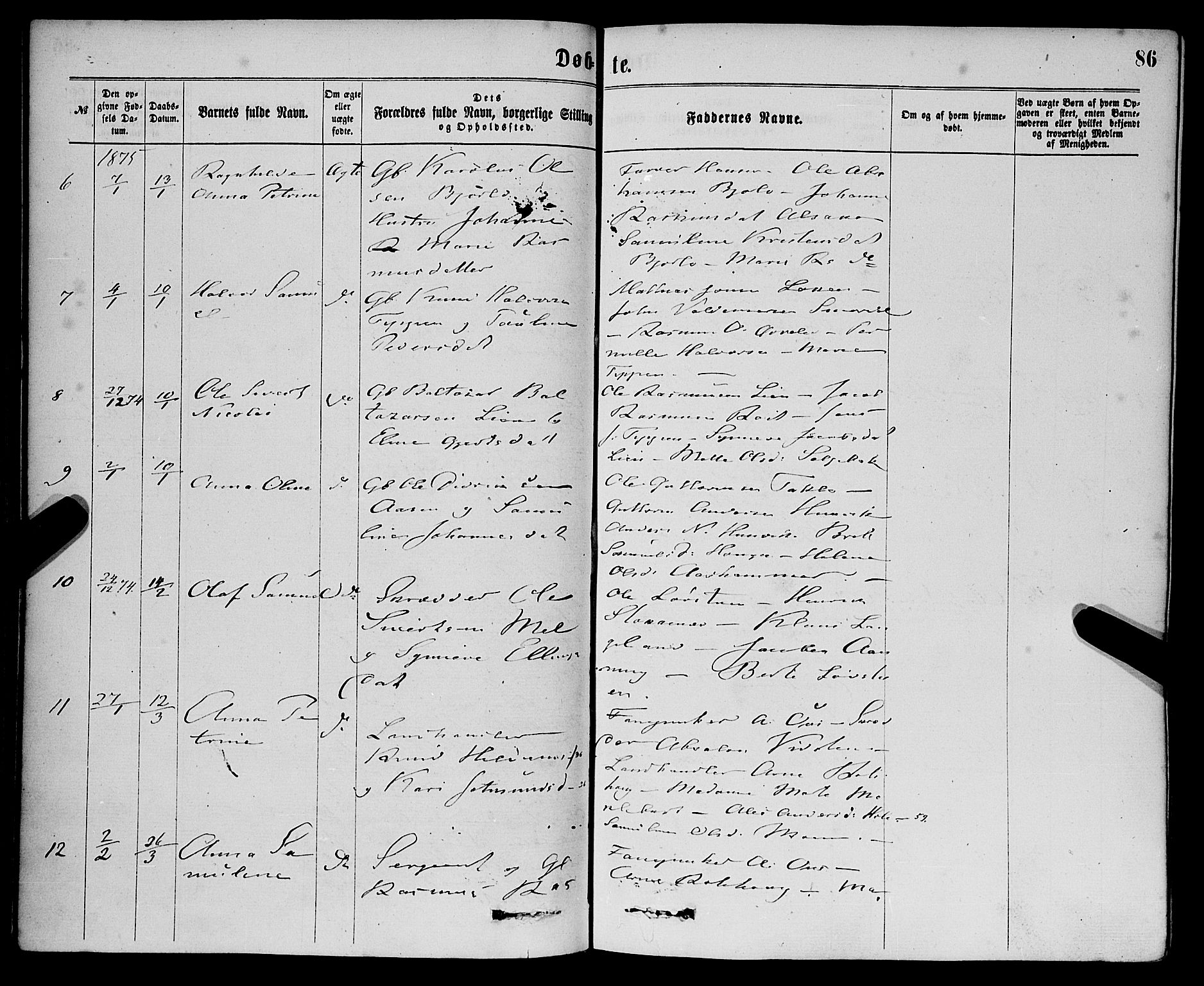 Eid sokneprestembete, AV/SAB-A-82301/H/Haa/Haaa/L0010: Parish register (official) no. A 10, 1867-1878, p. 86