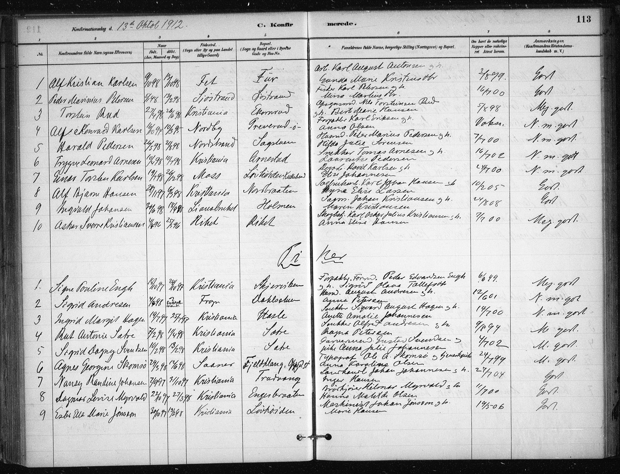 Nesodden prestekontor Kirkebøker, SAO/A-10013/F/Fb/L0001: Parish register (official) no. II 1, 1880-1915, p. 113