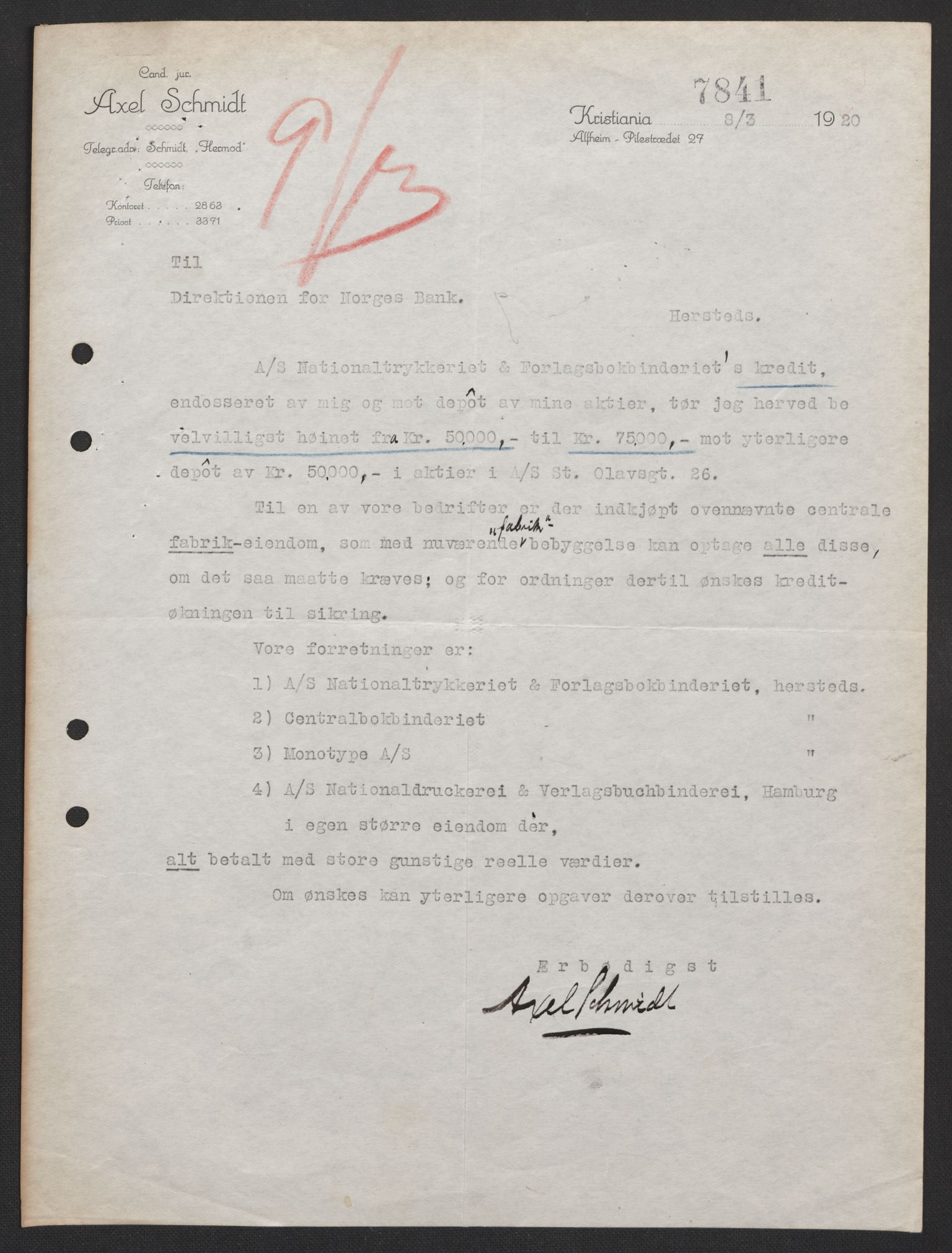 Norges Bank, Direksjonsarkivet I, AV/RA-S-3160/E/L0032: Hovedsetet, 1821-1921, p. 112