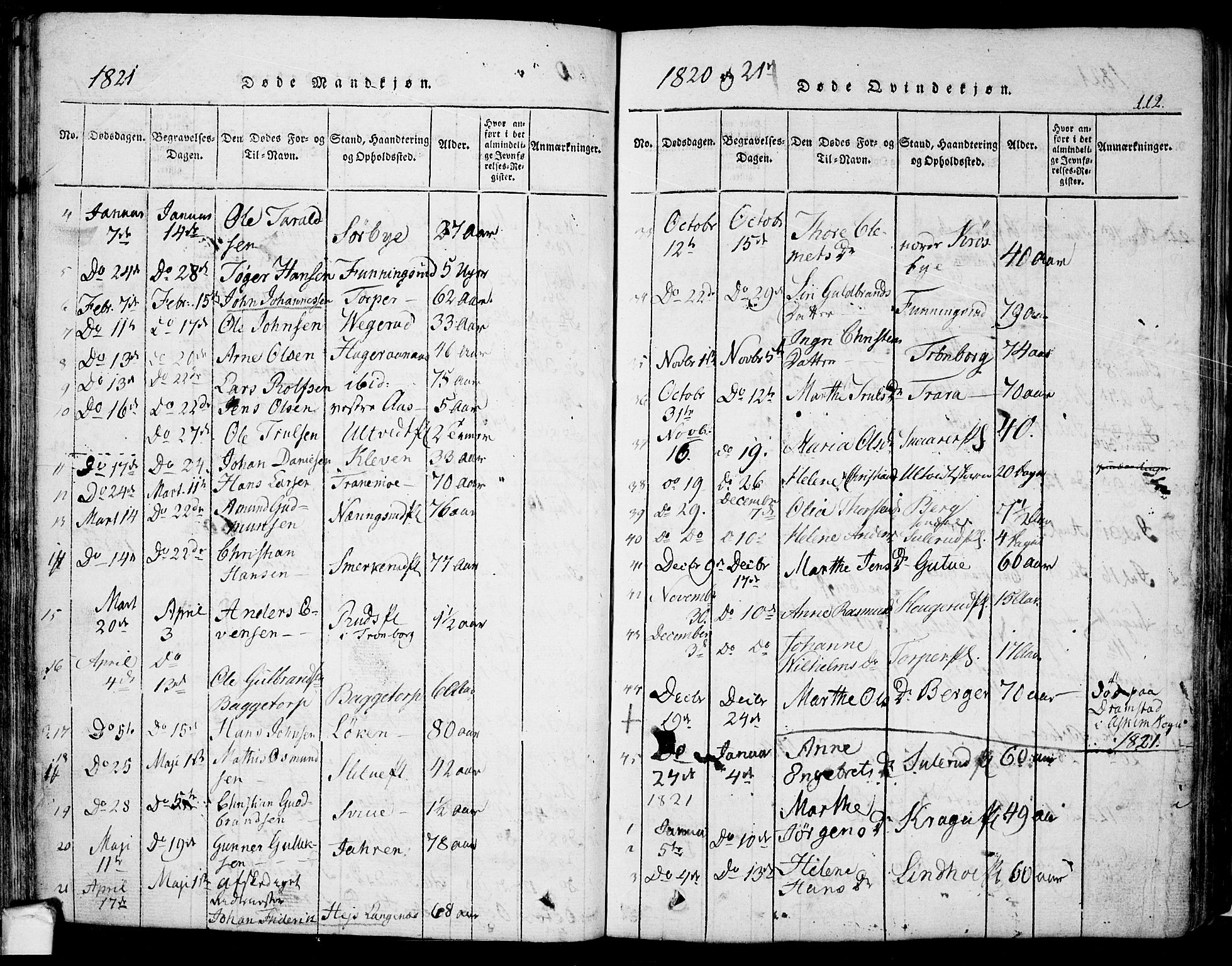 Eidsberg prestekontor Kirkebøker, SAO/A-10905/F/Fa/L0007: Parish register (official) no. I 7, 1814-1832, p. 112